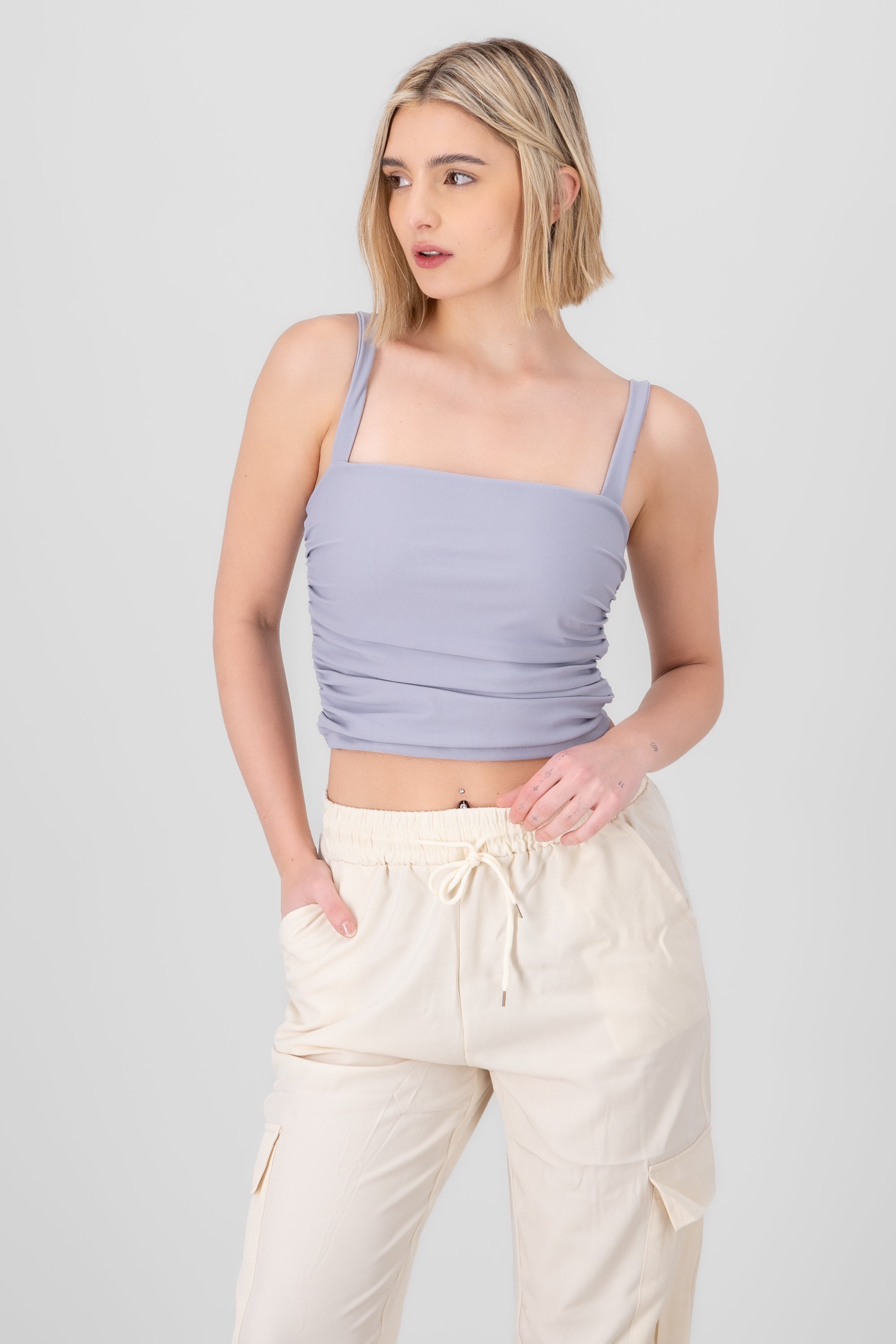 Drapeado Top Straps GREY