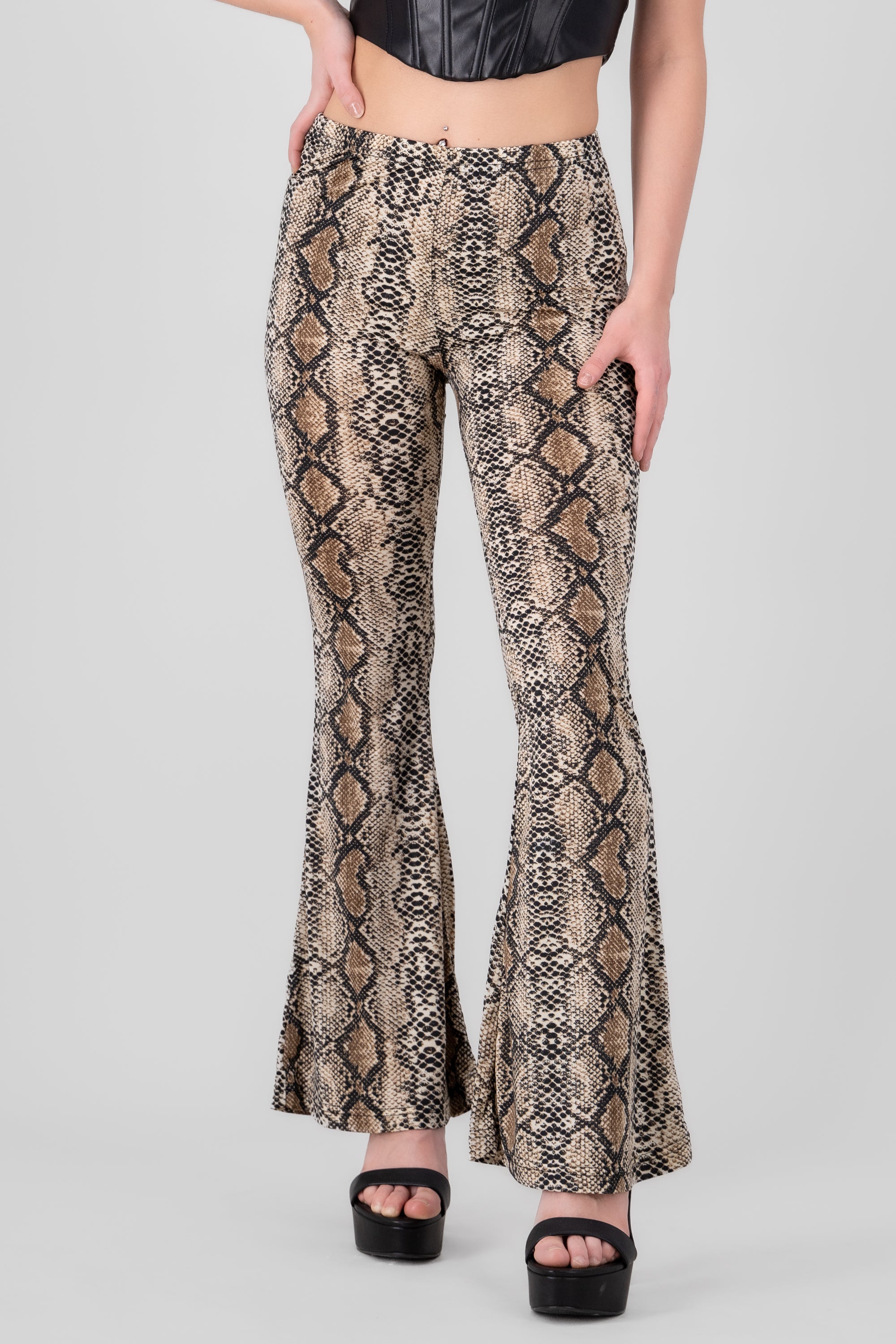 Pantalon flare animal print CAFE COMBO