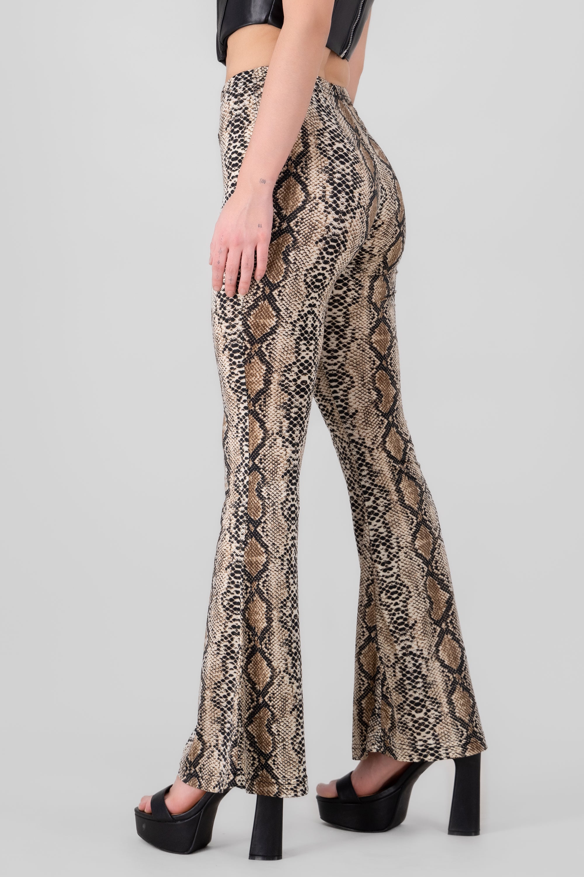 Pantalon flare animal print CAFE COMBO