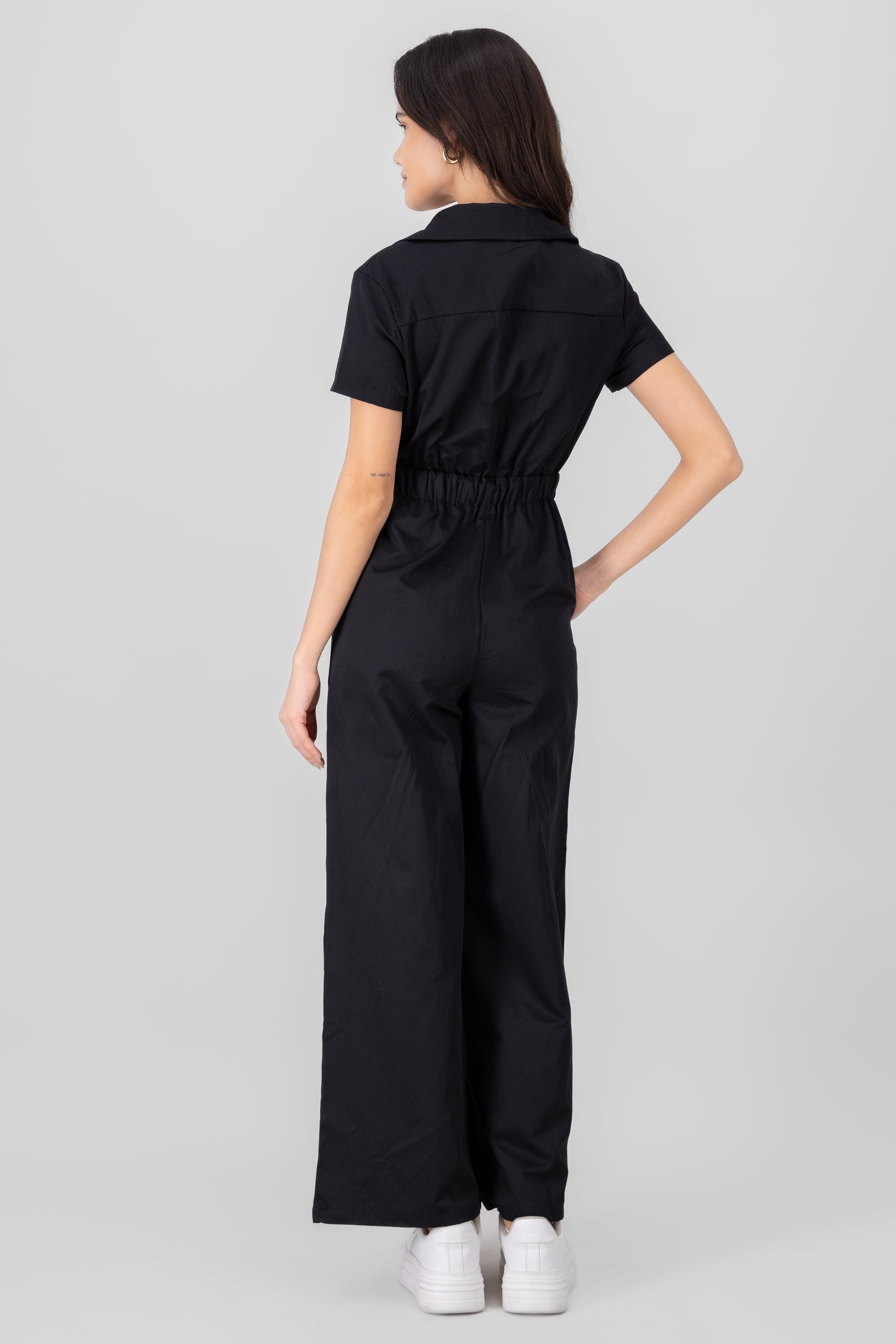 Jumpsuit manga corta liso NEGRO