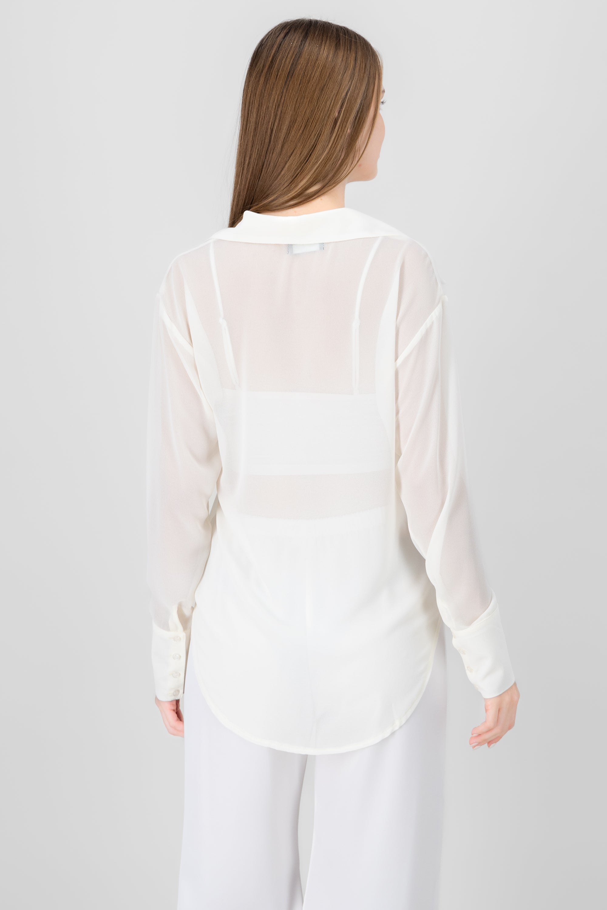 Long -sleeved gauze blouse with Hypsters buttons CREAM