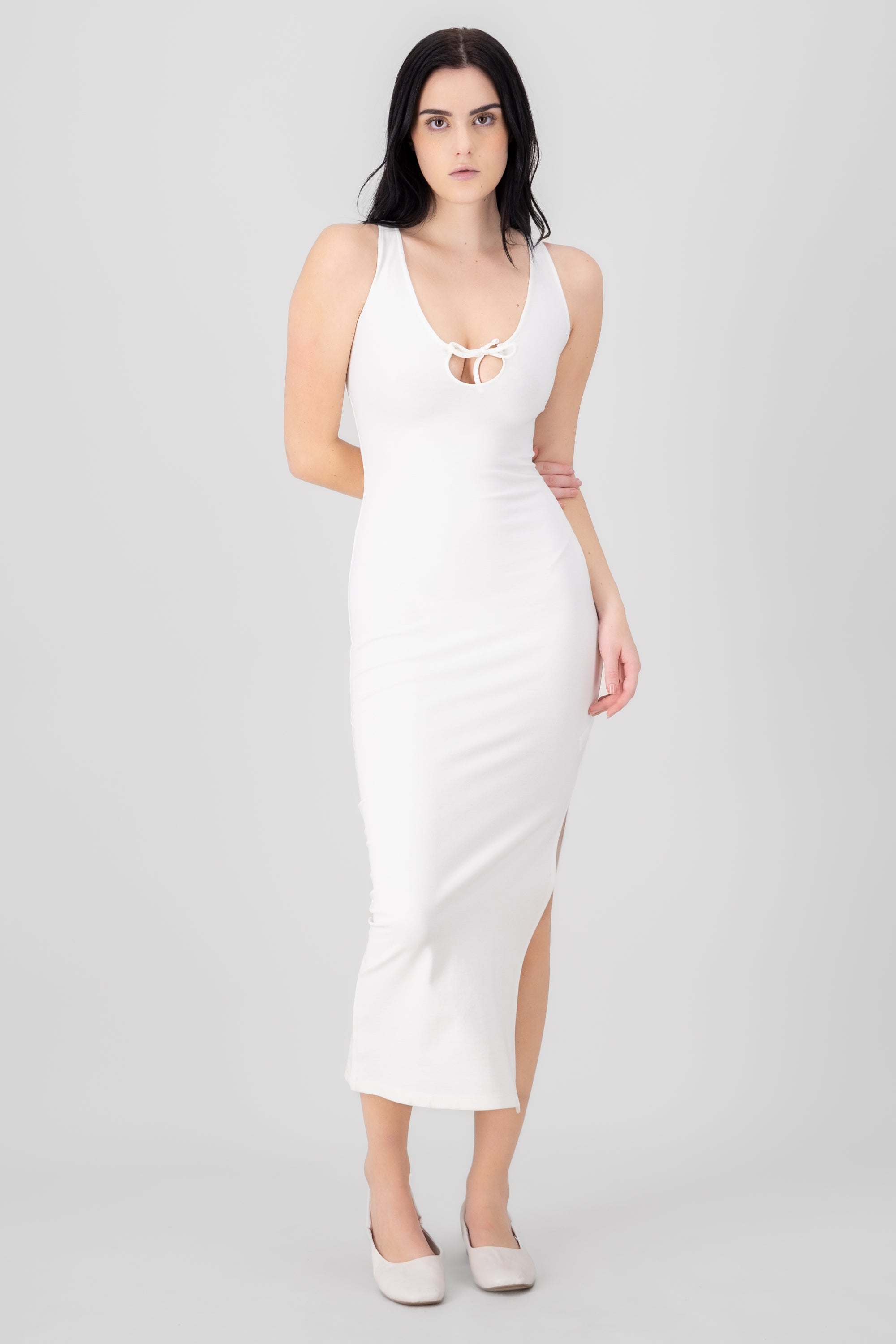 Vestido bodycon maxi con cutouts Hypsters BLANCO