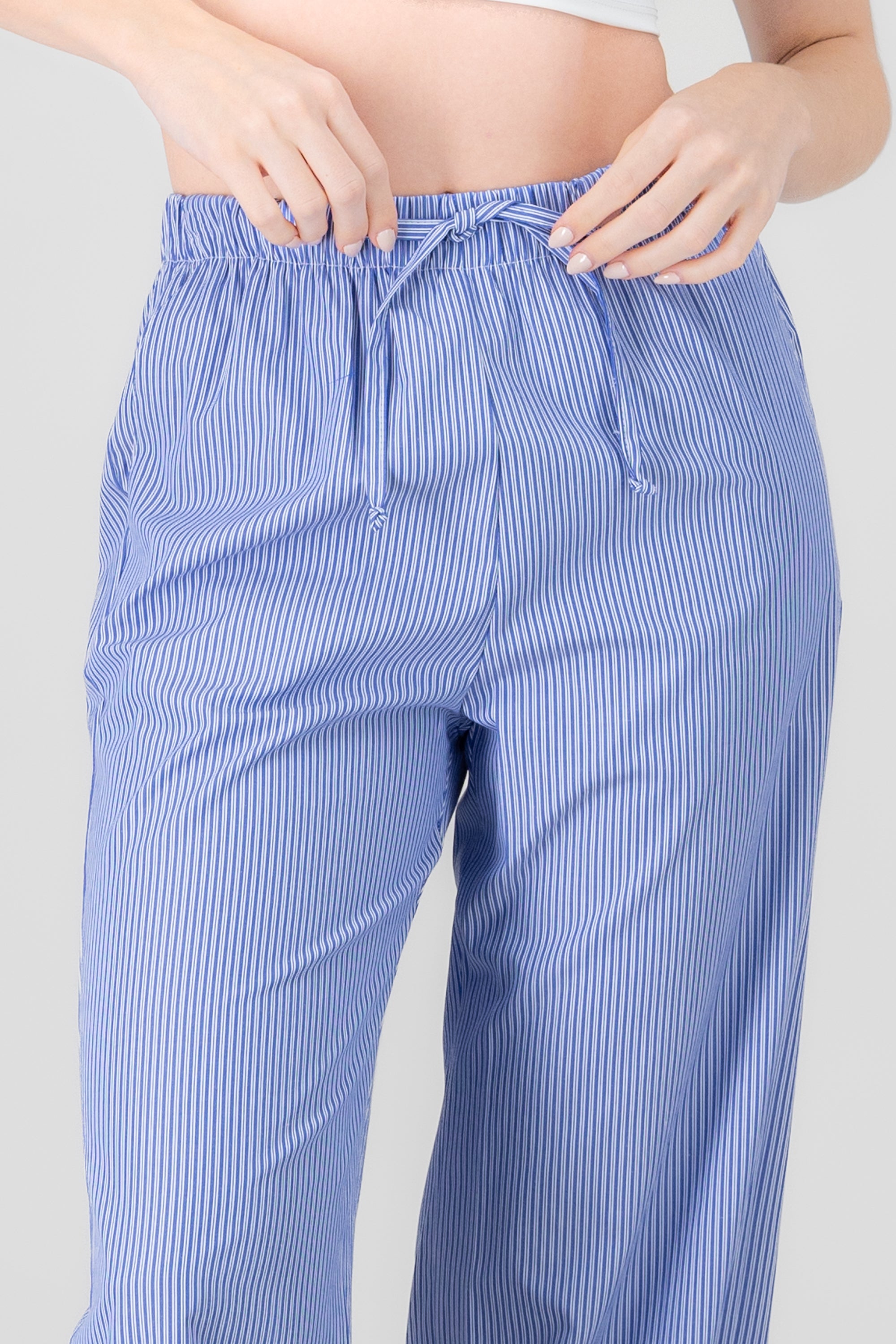 Pantalon amplio rayas con jareta Hypsters AZUL COMBO