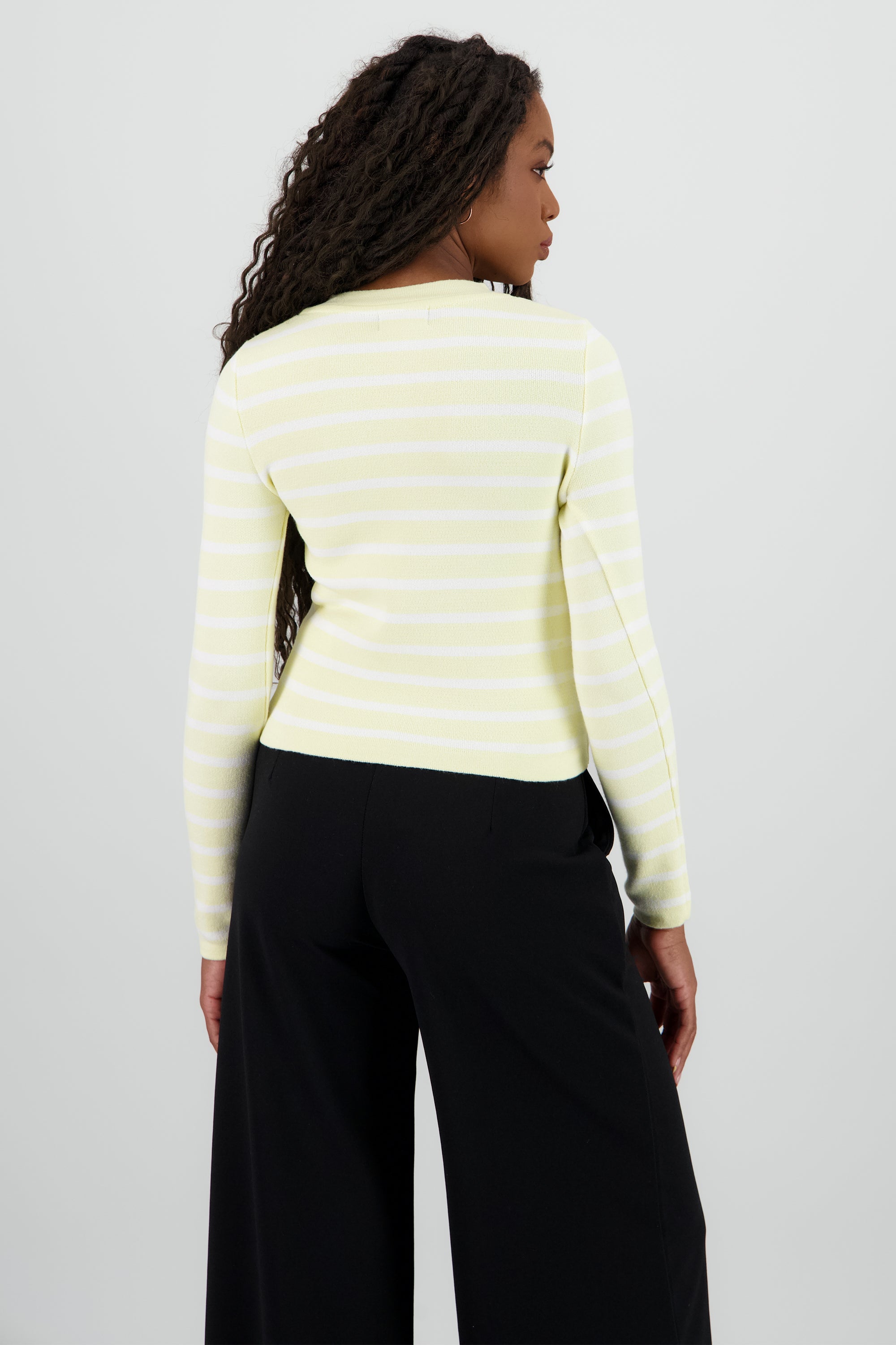 Cardigan rayas viscosa con boton Hypsters AMARILLO COMBO