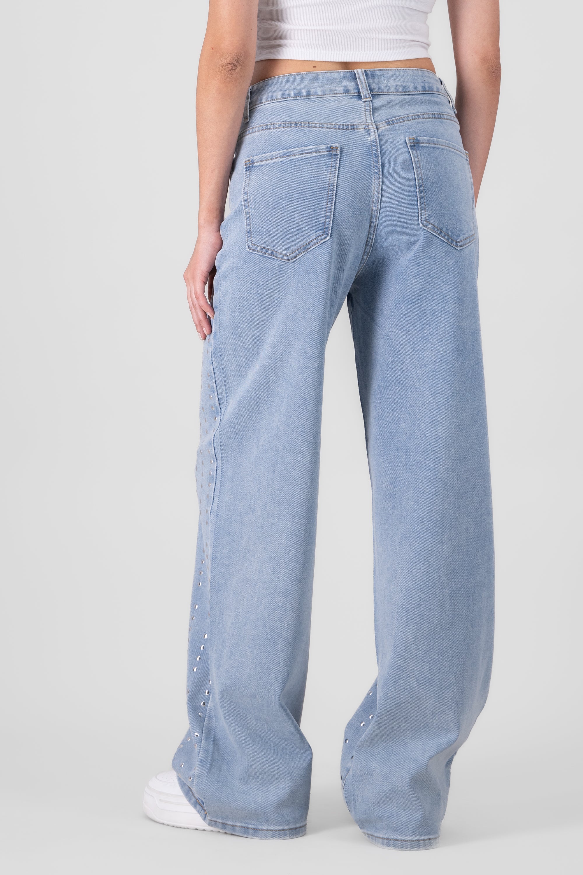 Jeans wide leg strips shine Light Wash