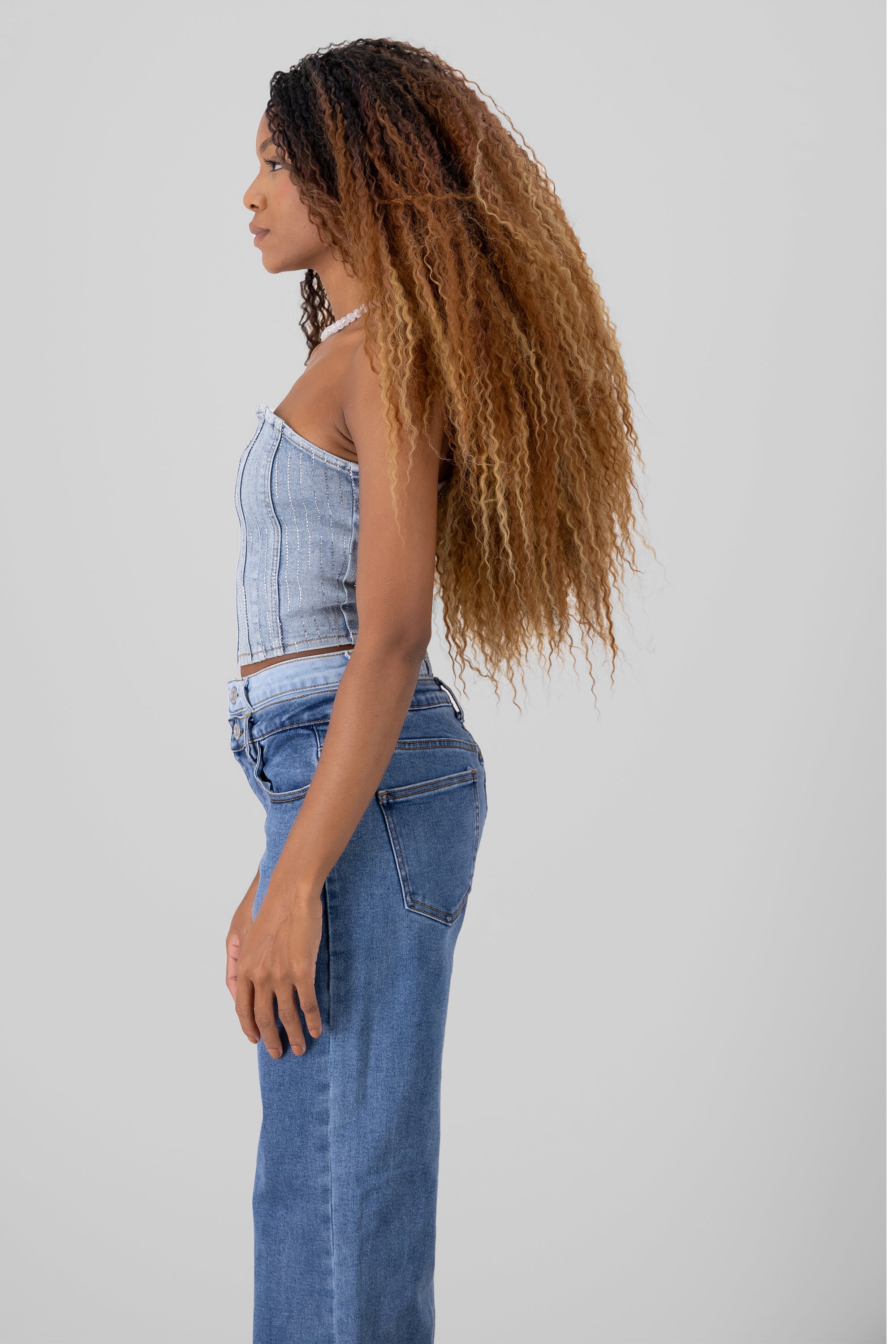 Top strapless denim LIGHT WASH