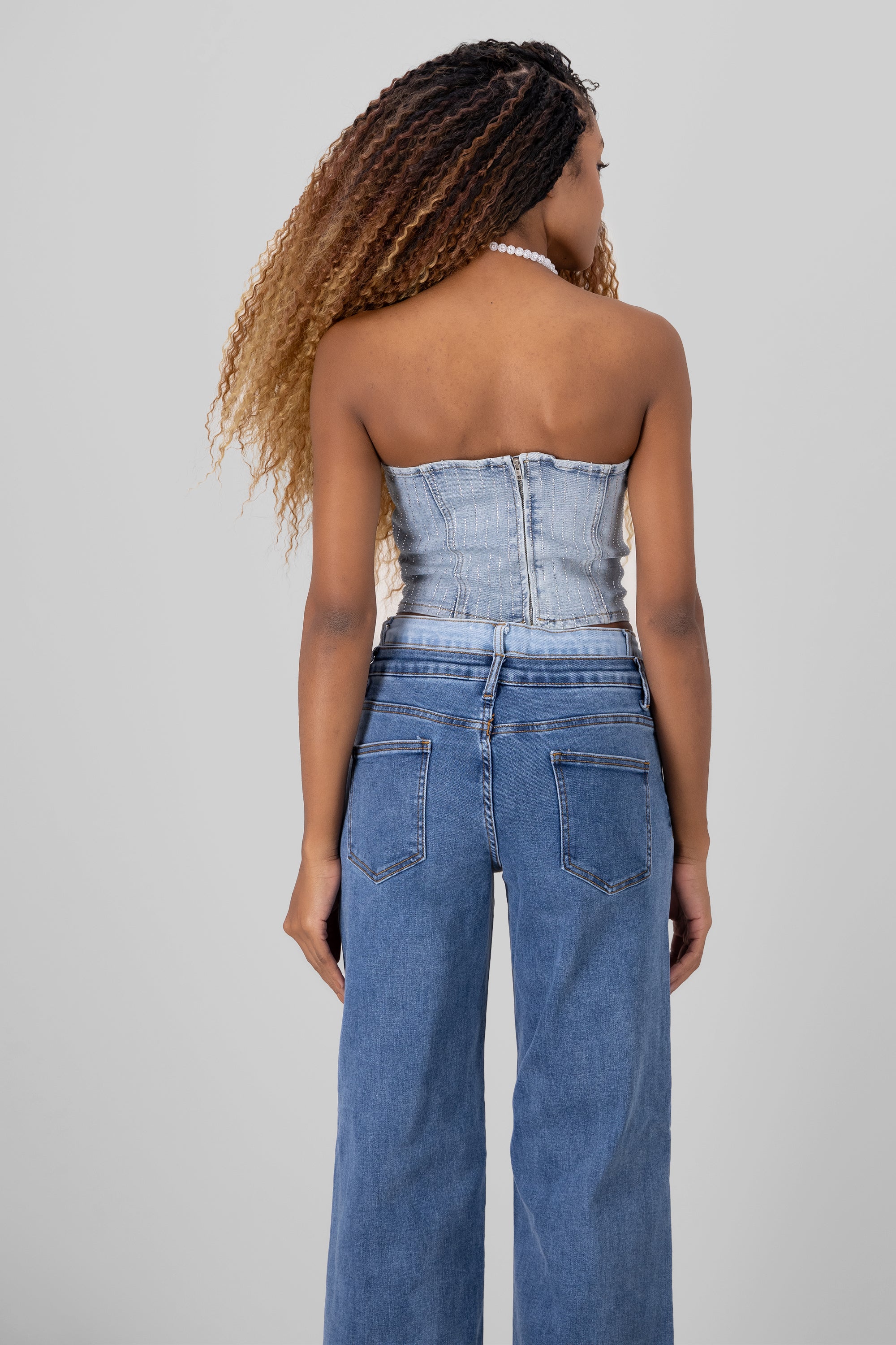 Top strapless denim LIGHT WASH