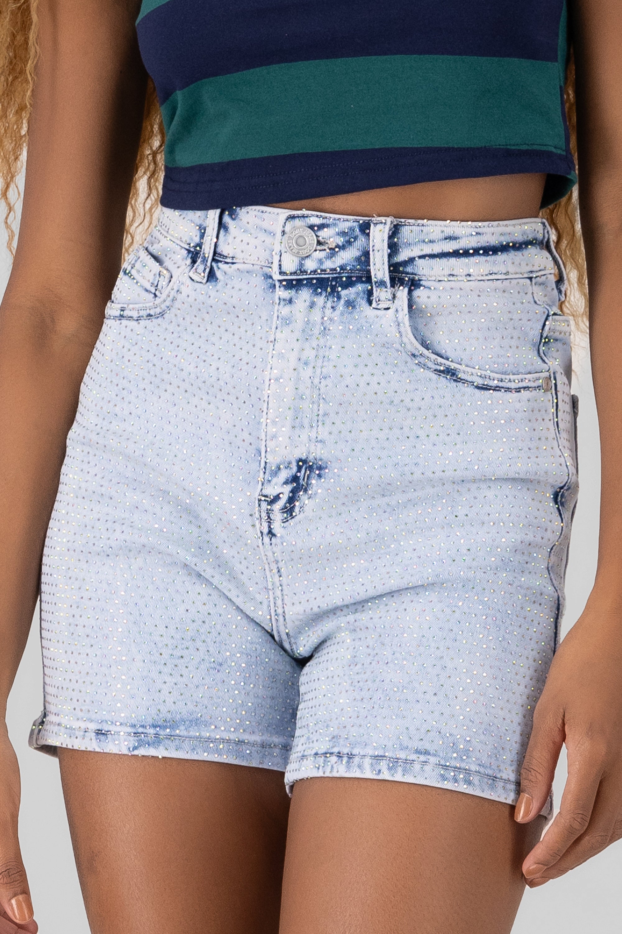 Shorts with crystals Light Wash