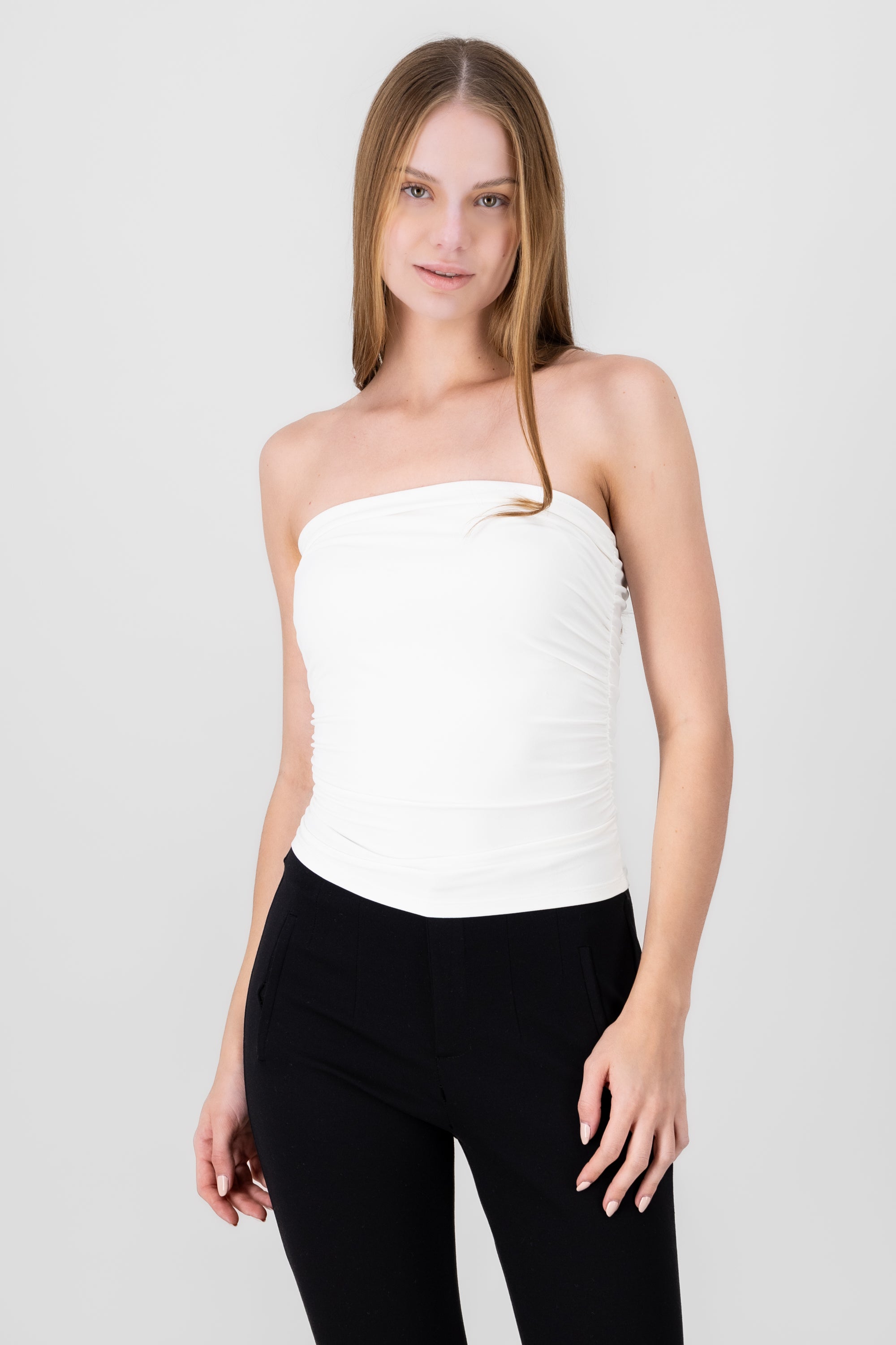 Top liso con frunce suave BLANCO