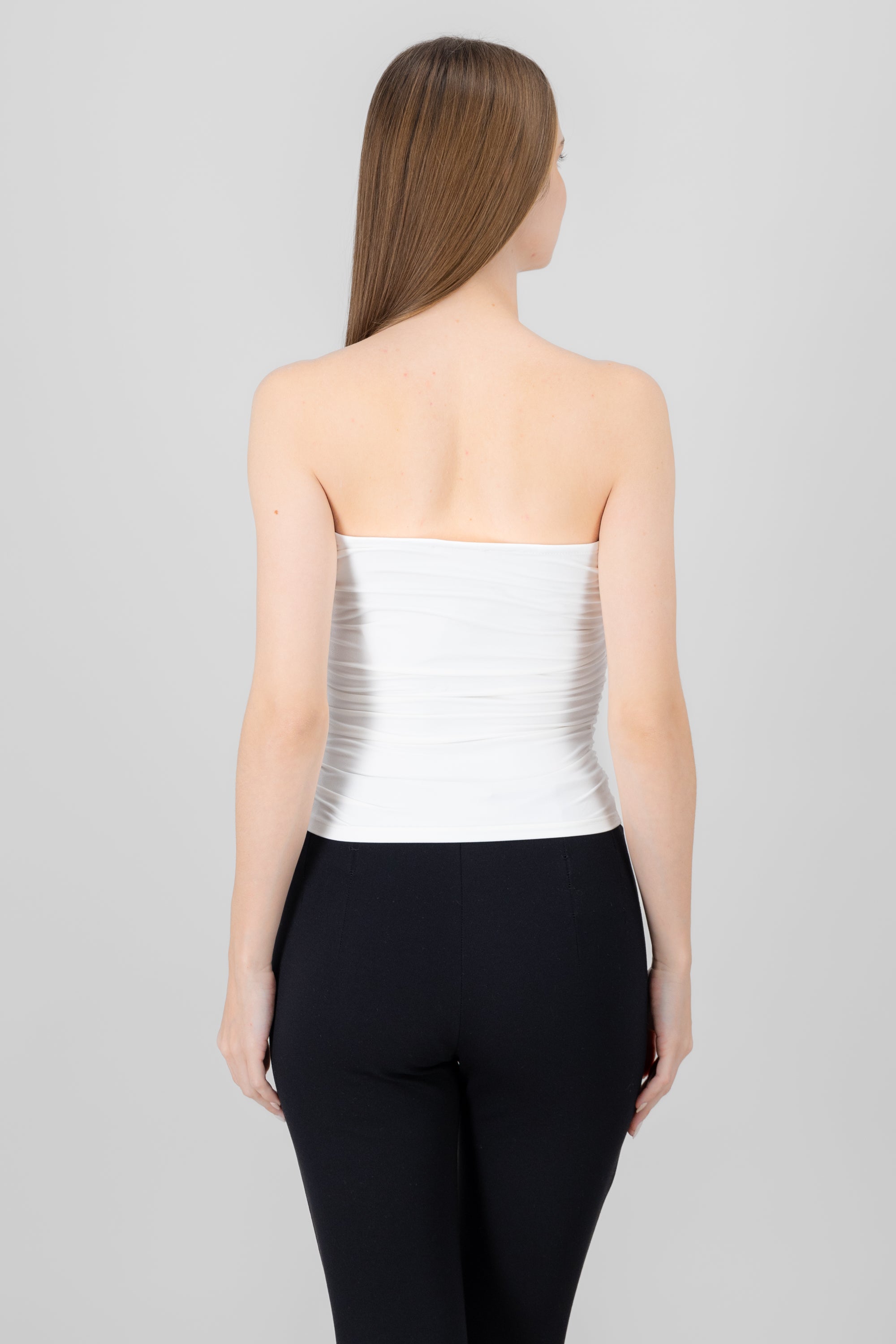 Top liso con frunce suave BLANCO