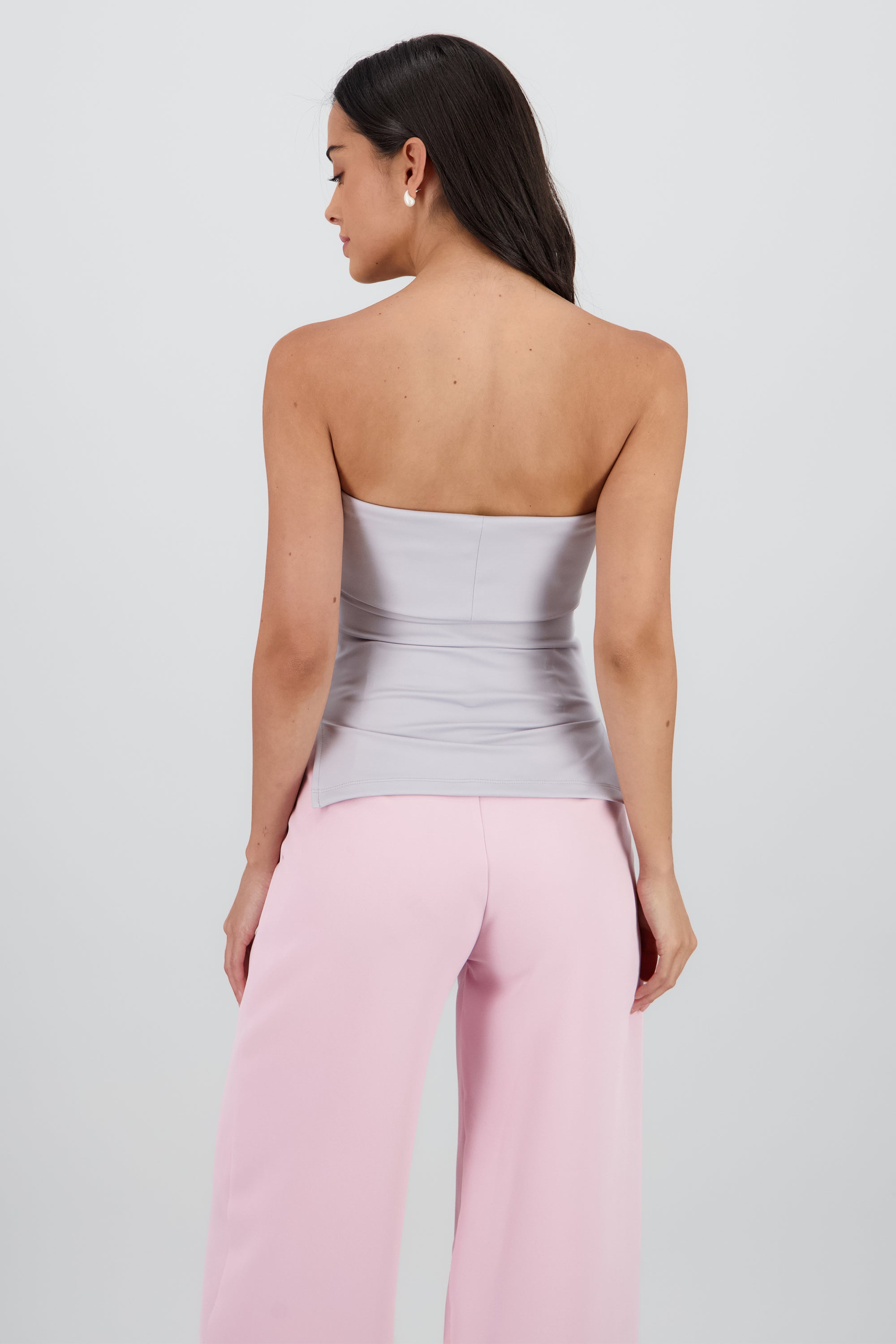 Top tubo con dobles escote Hypsters GRIS CLARO