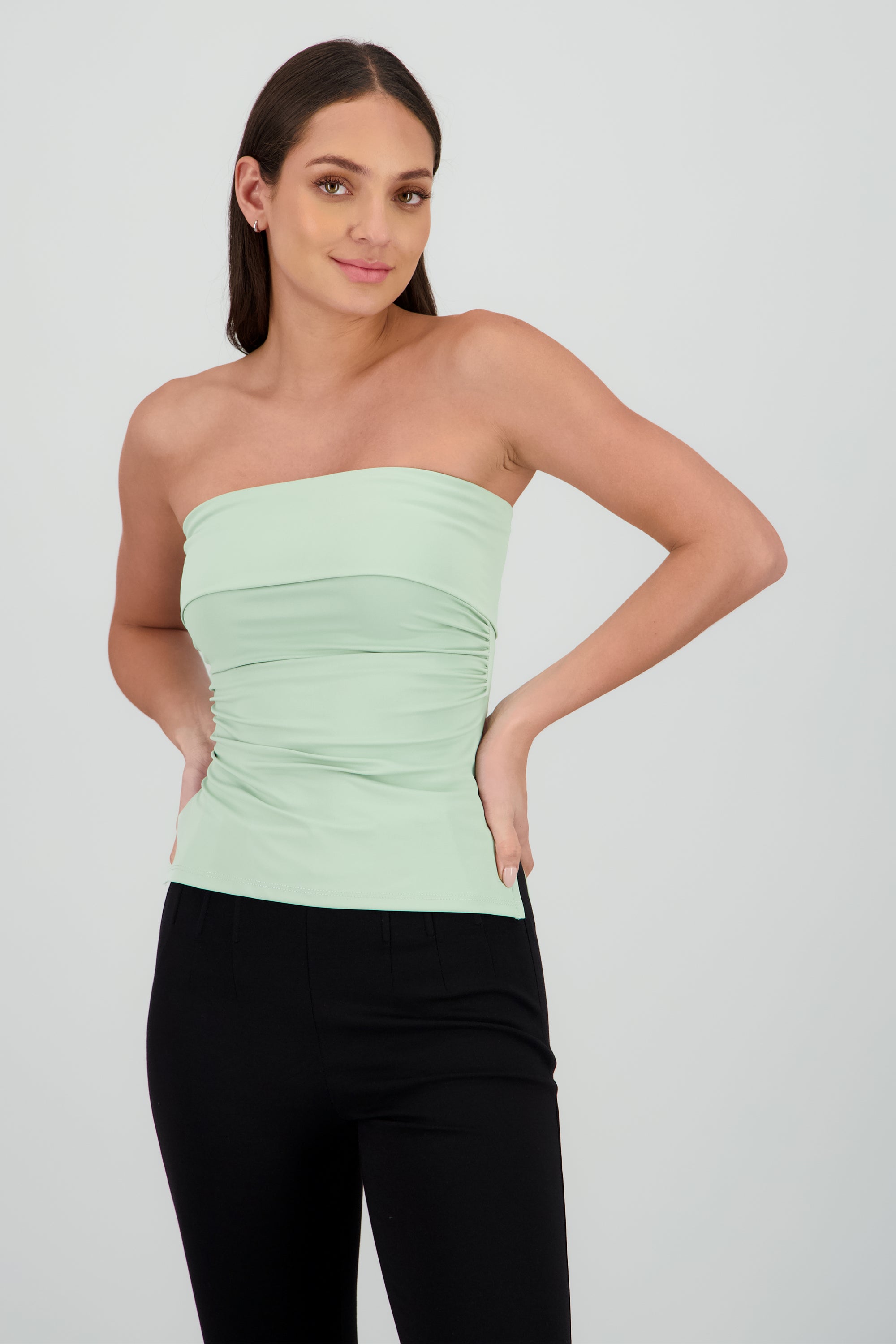Top tubo con dobles escote Hypsters VERDE CLARO