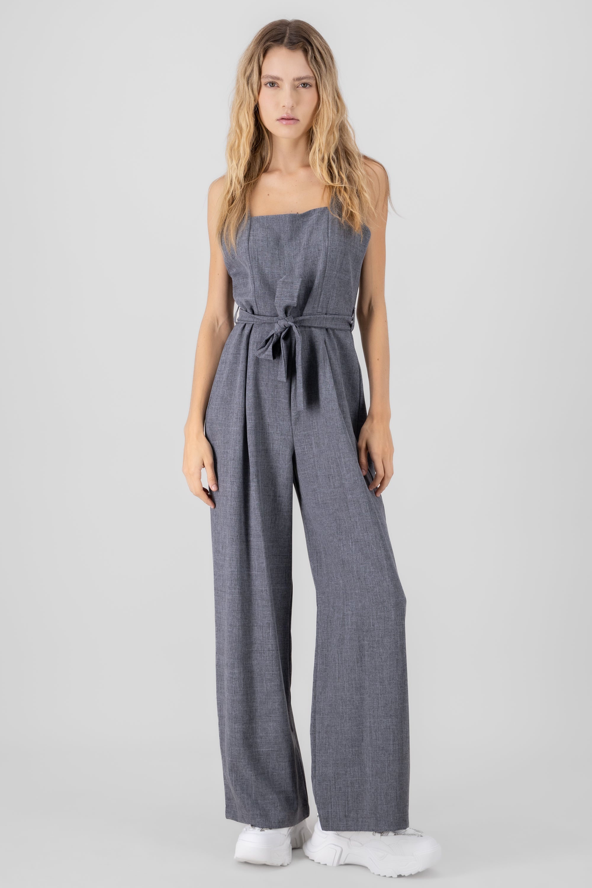 Jumpsuit braces Detail belt Jaspe Gray