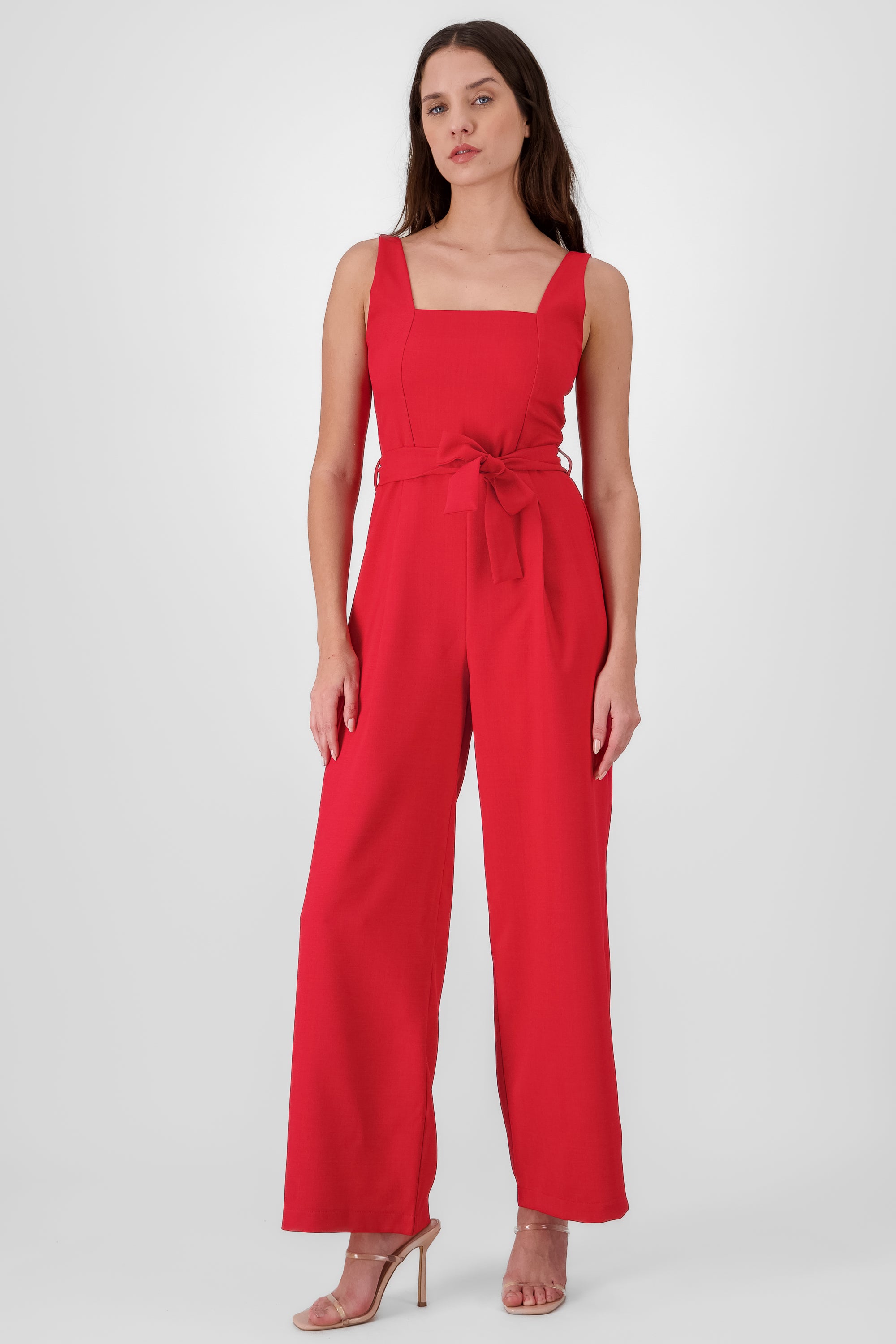 Jumpsuit braces Detail belt RED