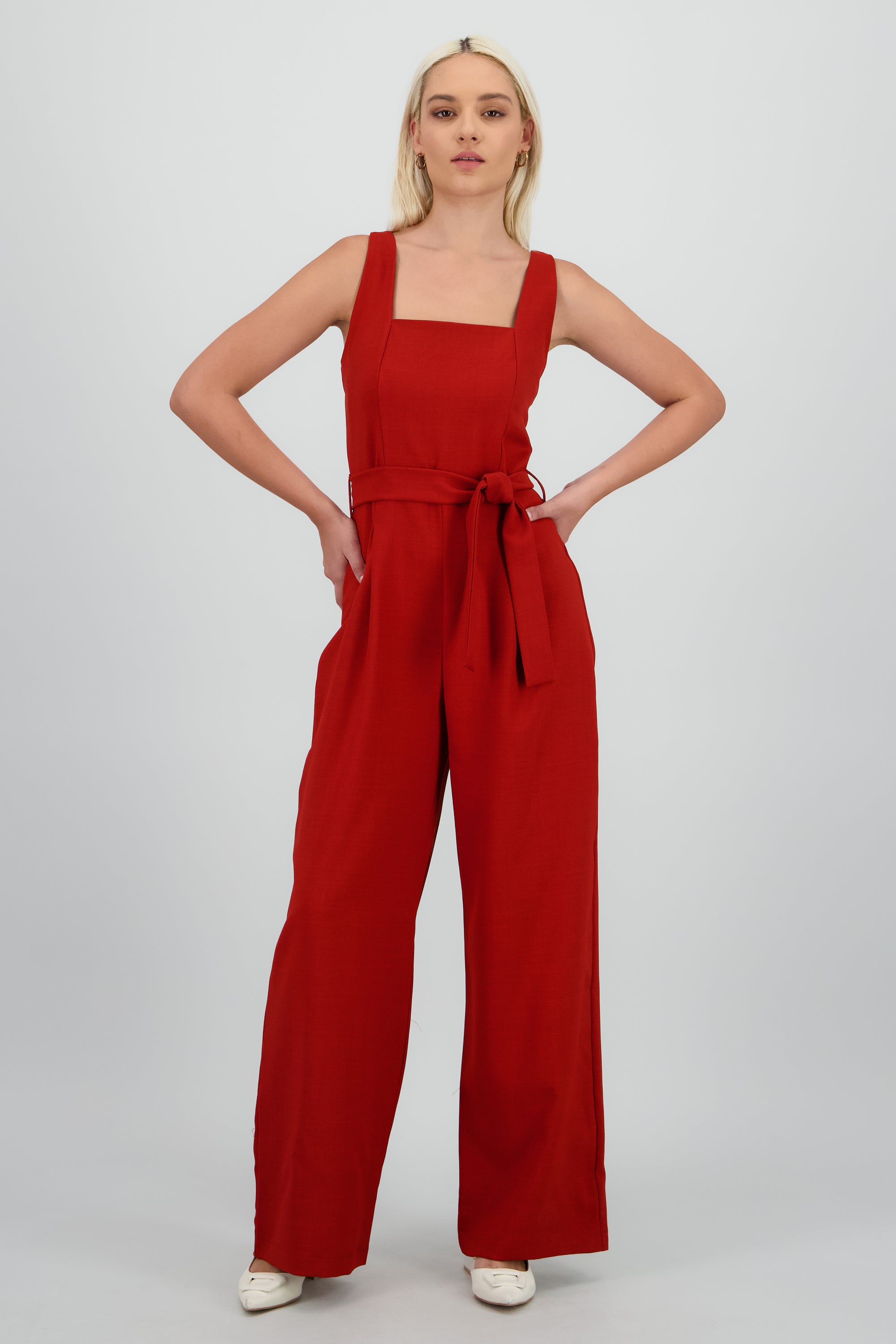 Jumpsuit tirantes detalle cinturon LADRILLO