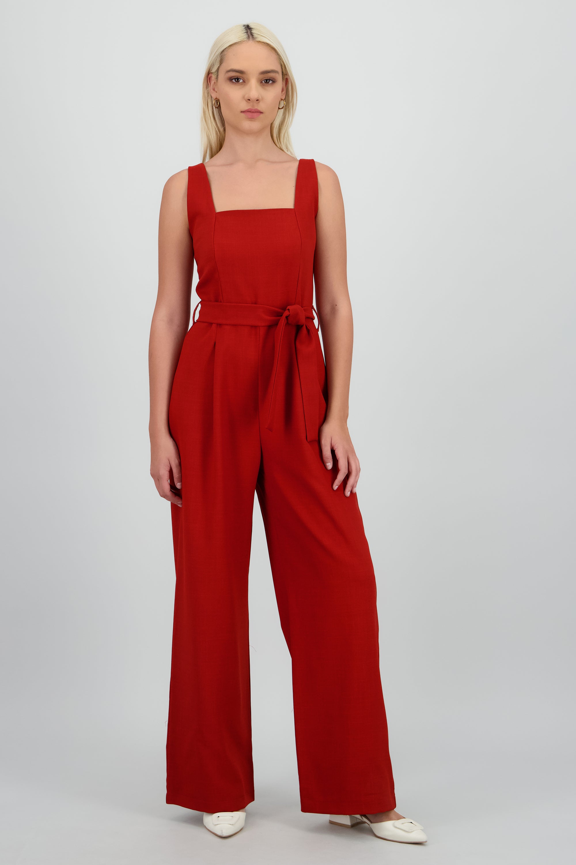 Jumpsuit tirantes detalle cinturon LADRILLO