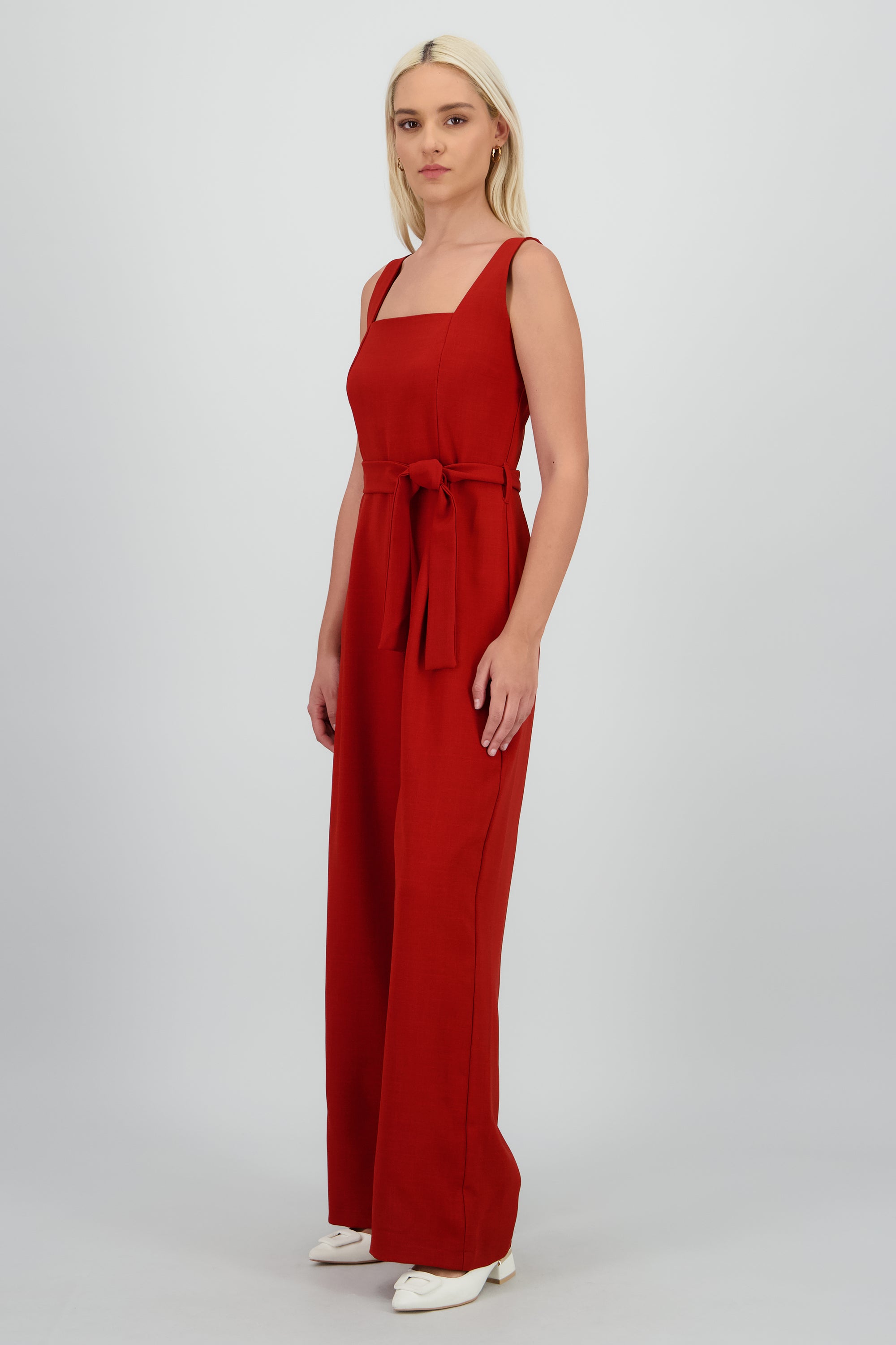 Jumpsuit tirantes detalle cinturon LADRILLO