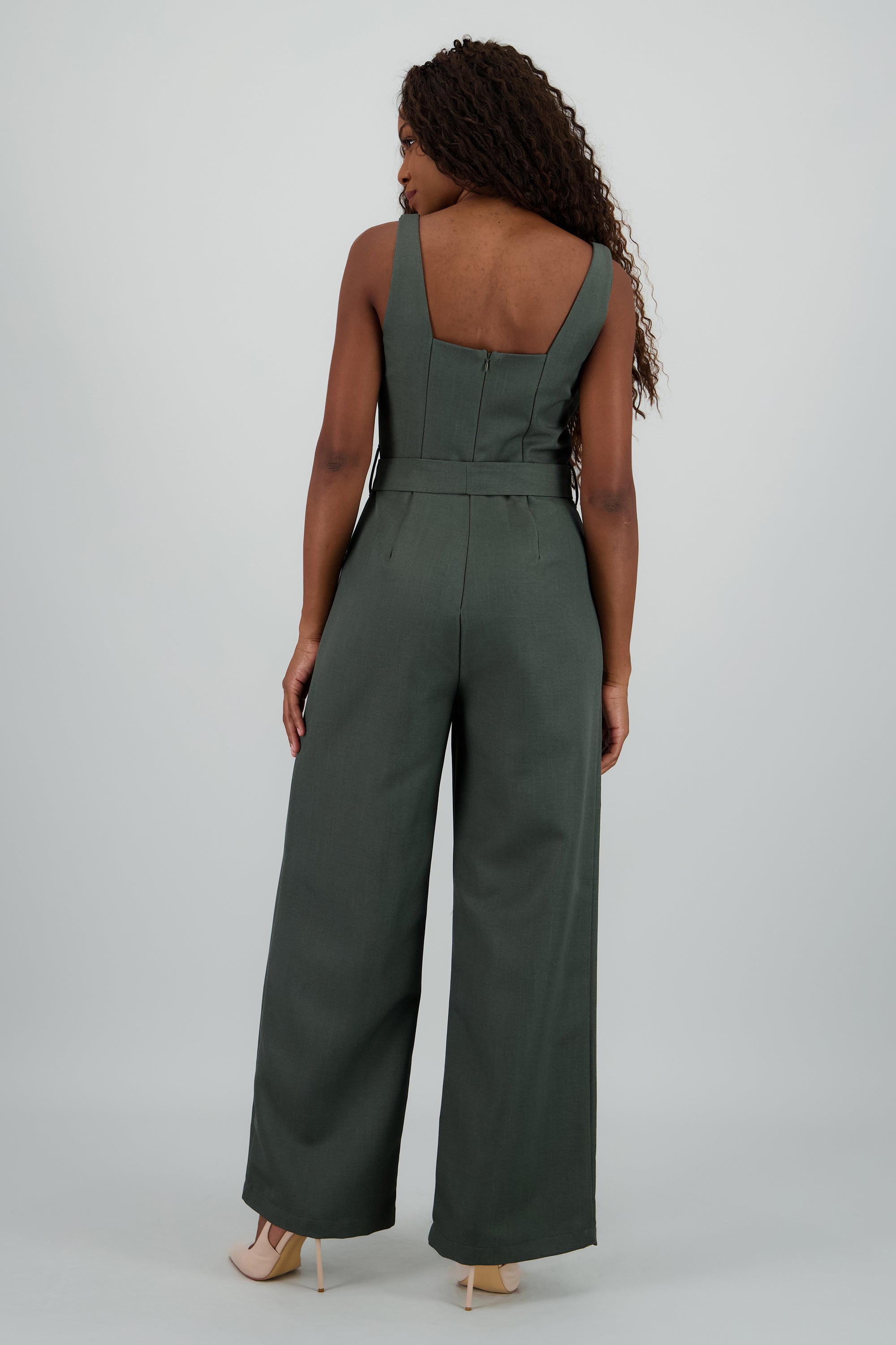 Jumpsuit tirantes detalle cinturon OLIVO