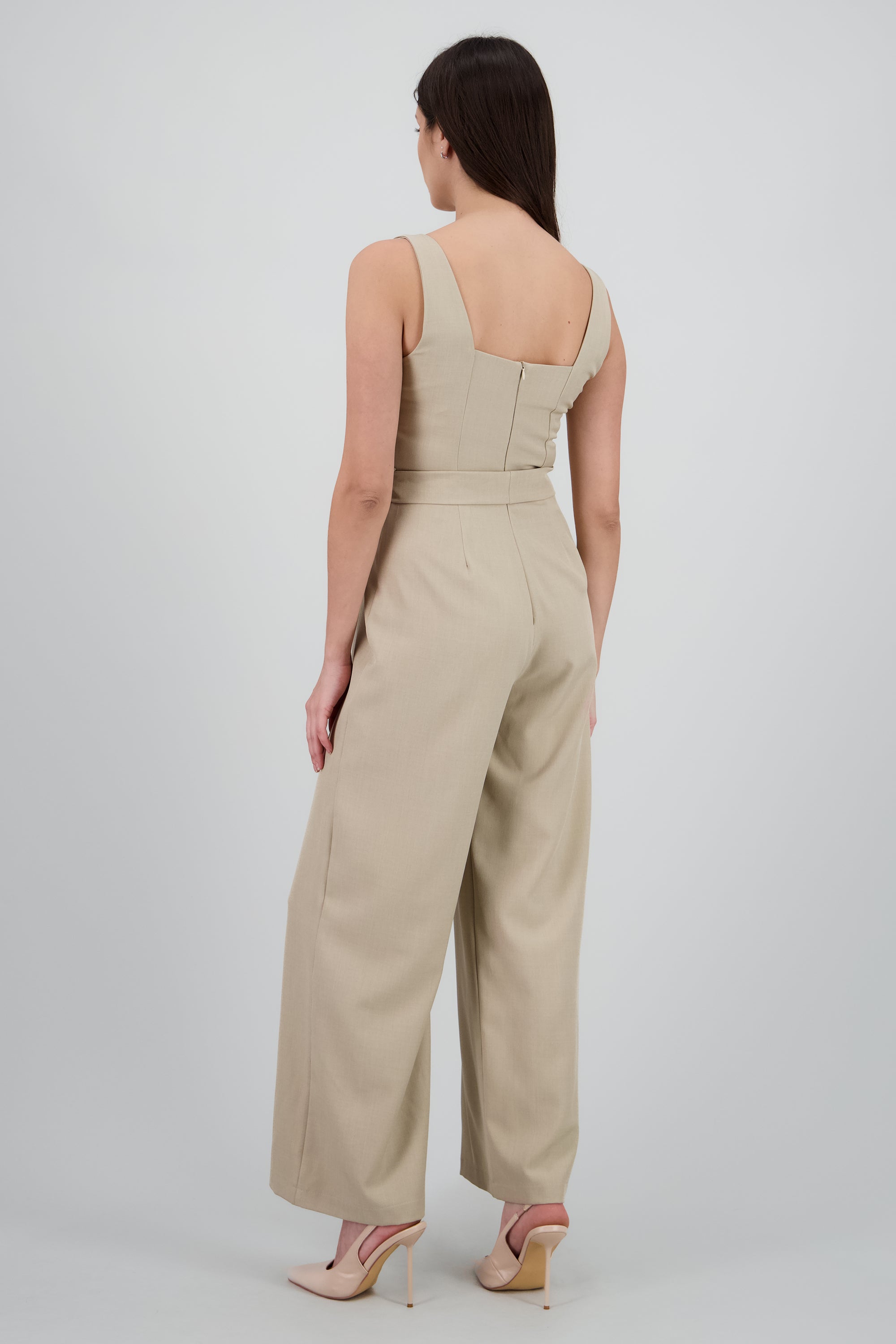Jumpsuit tirantes detalle cinturon GREIGE