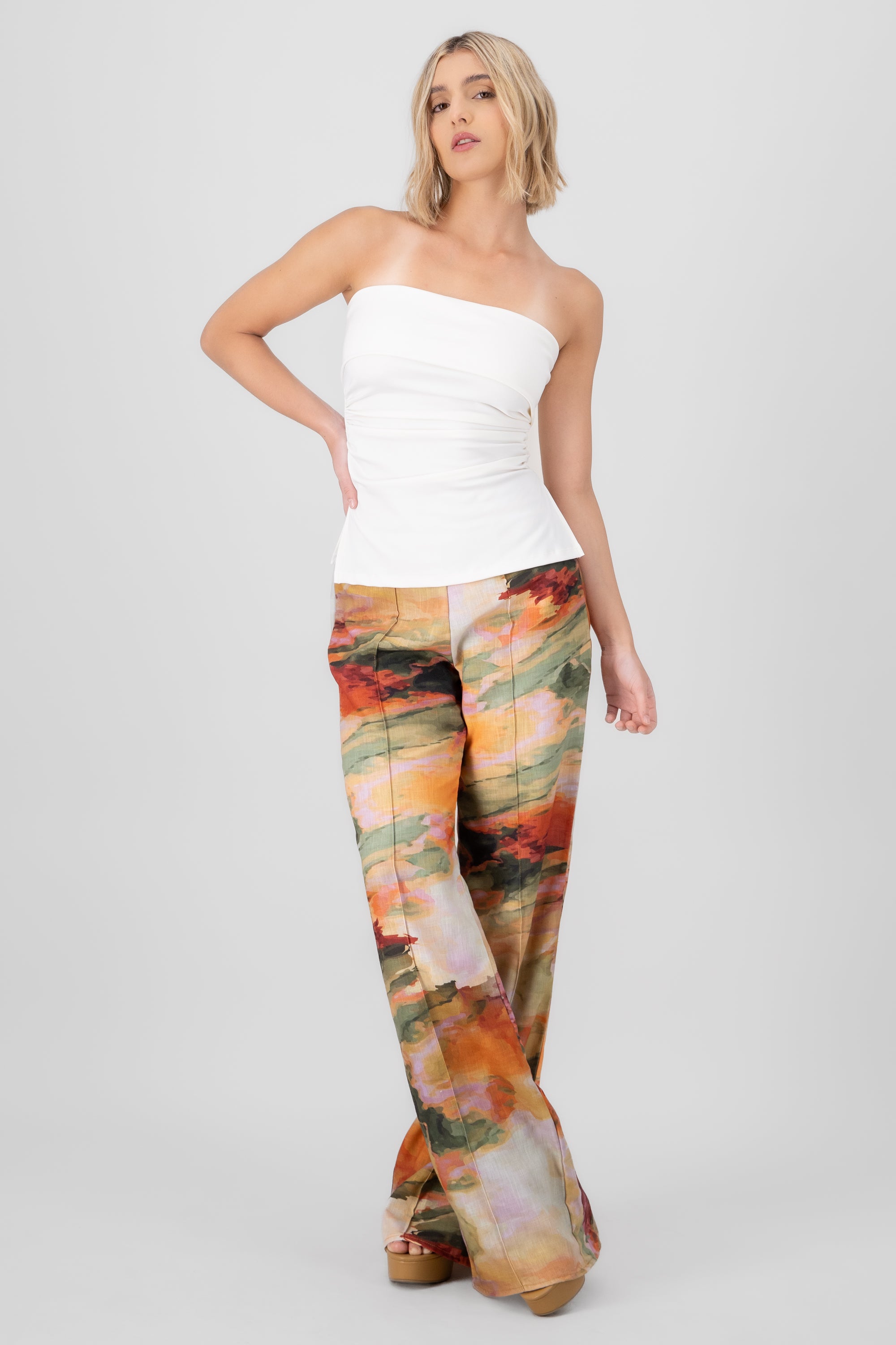 Wide pants printed aura hypsters Autumnal multicolored