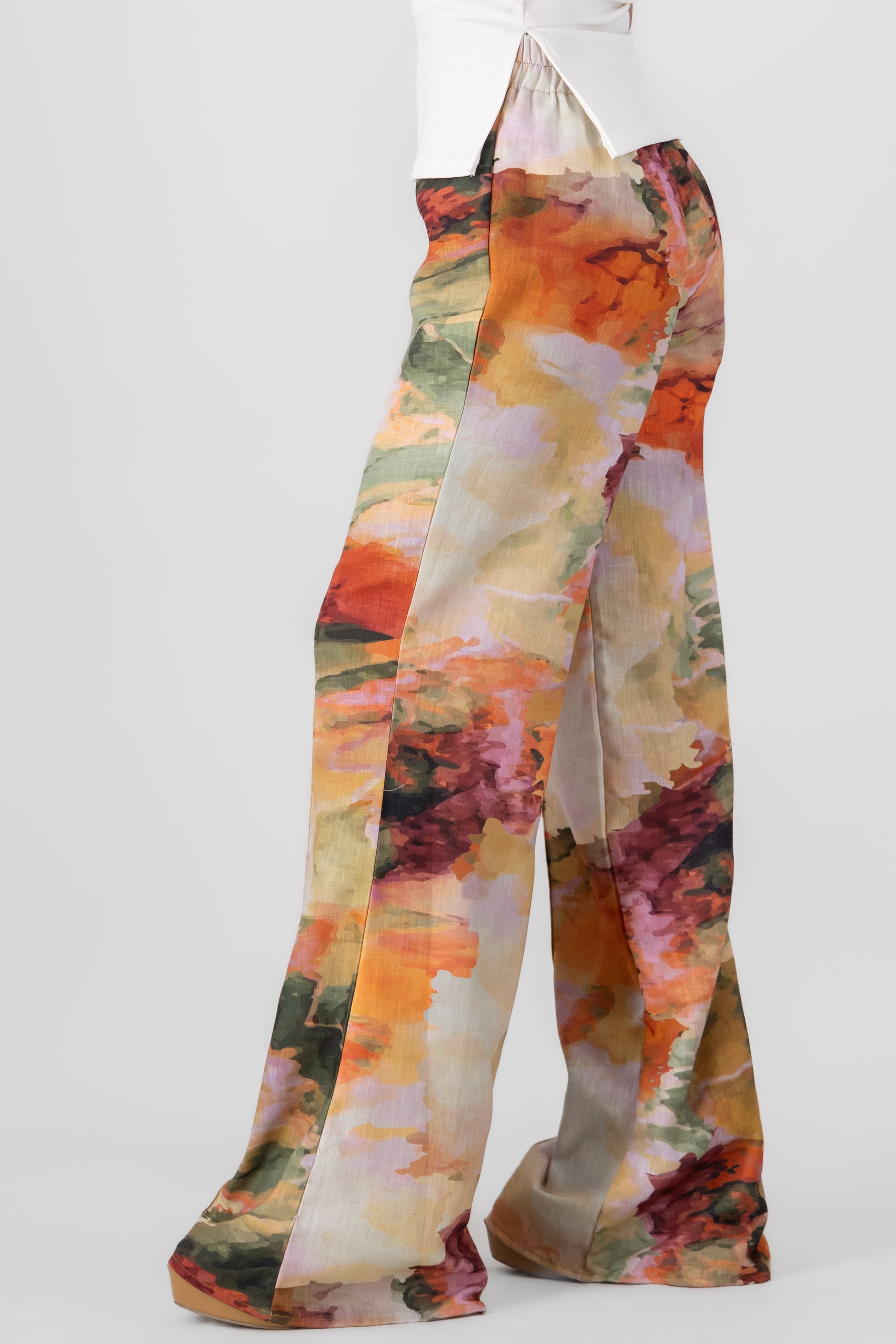 Wide pants printed aura hypsters Autumnal multicolored