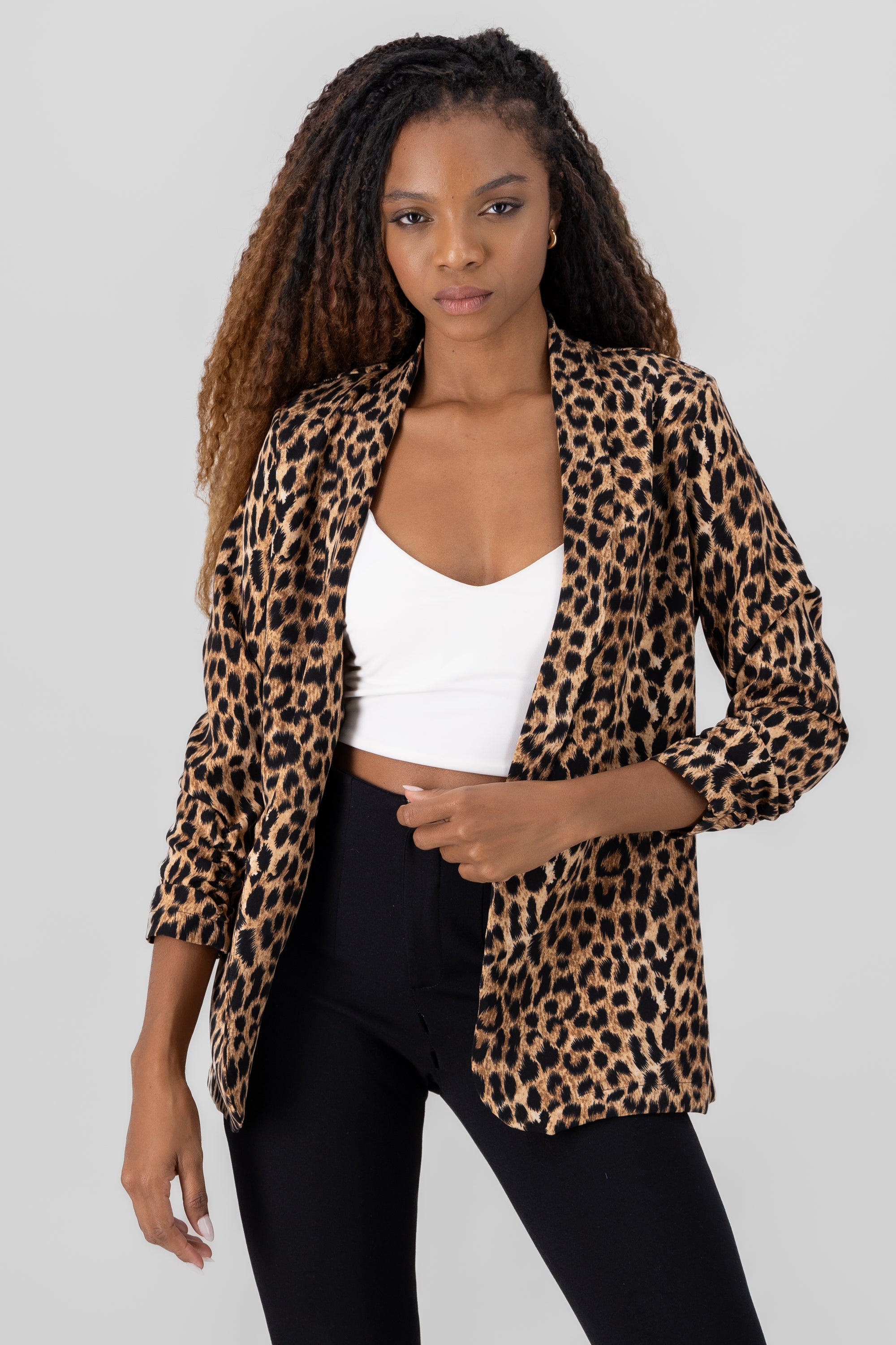 Animal Print Saco Manga Detail CAFE COMBO