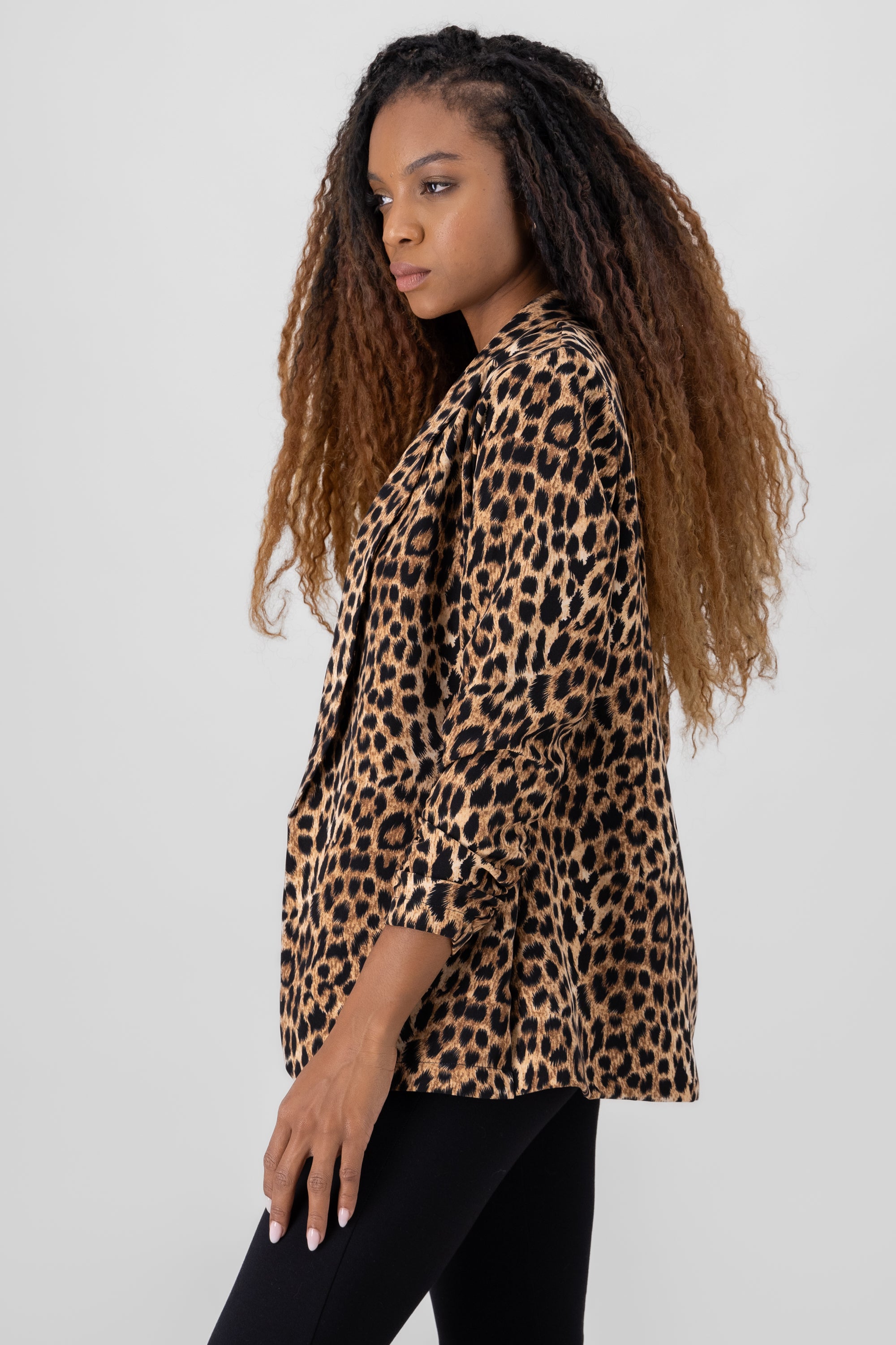 Animal Print Saco Manga Detail CAFE COMBO