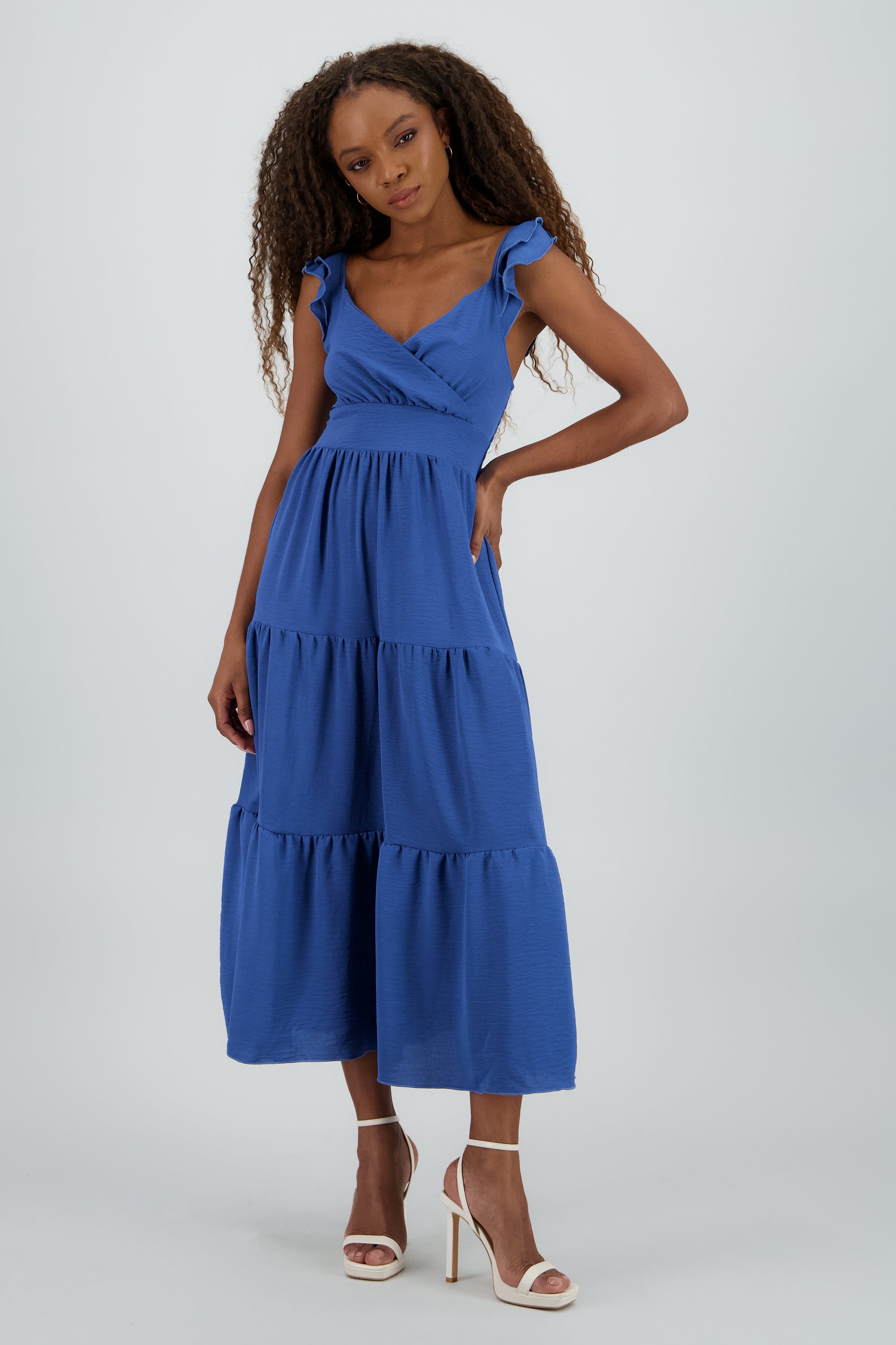 Vestido maxi con olanes INDIGO