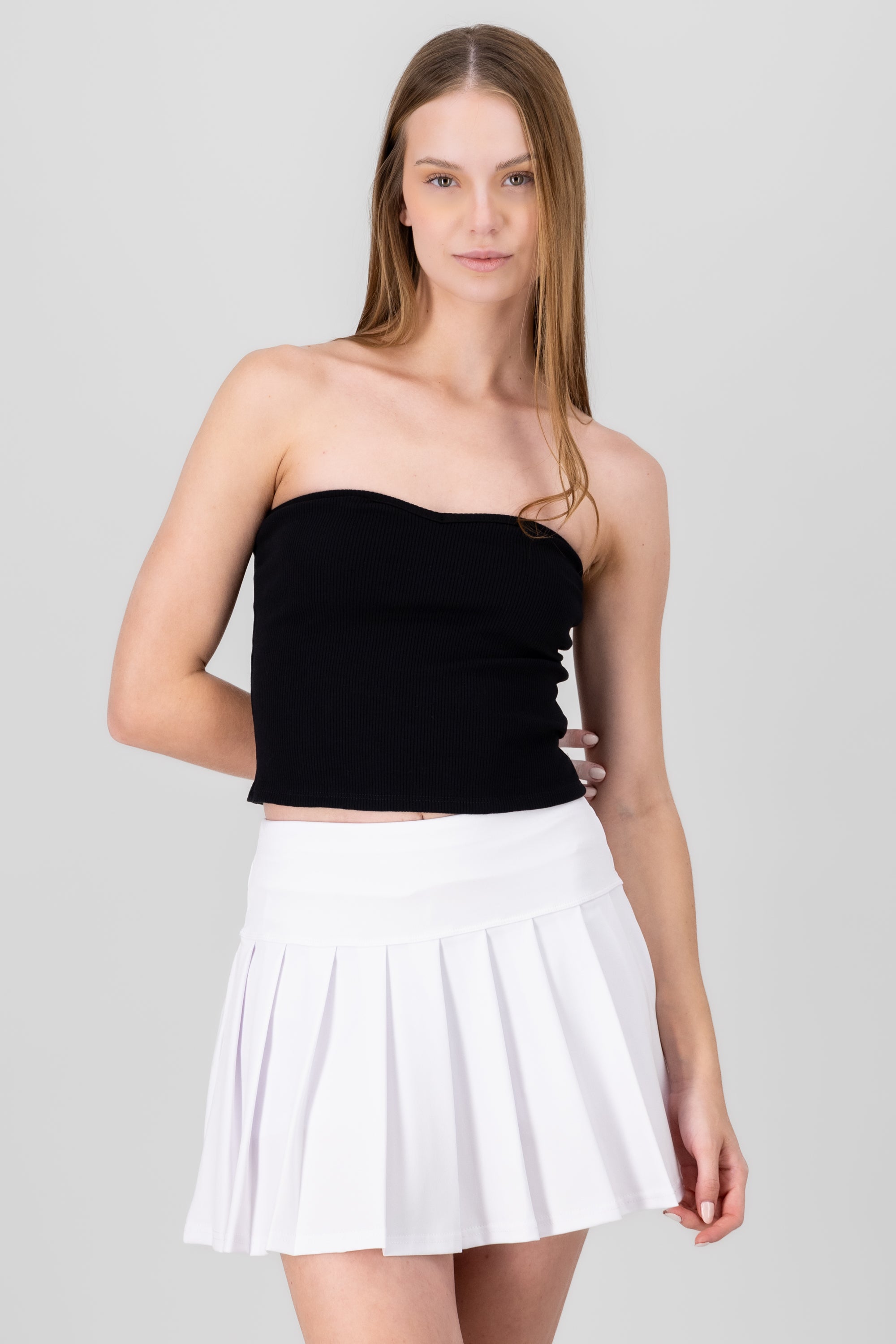 Top tubo liso strapless NEGRO