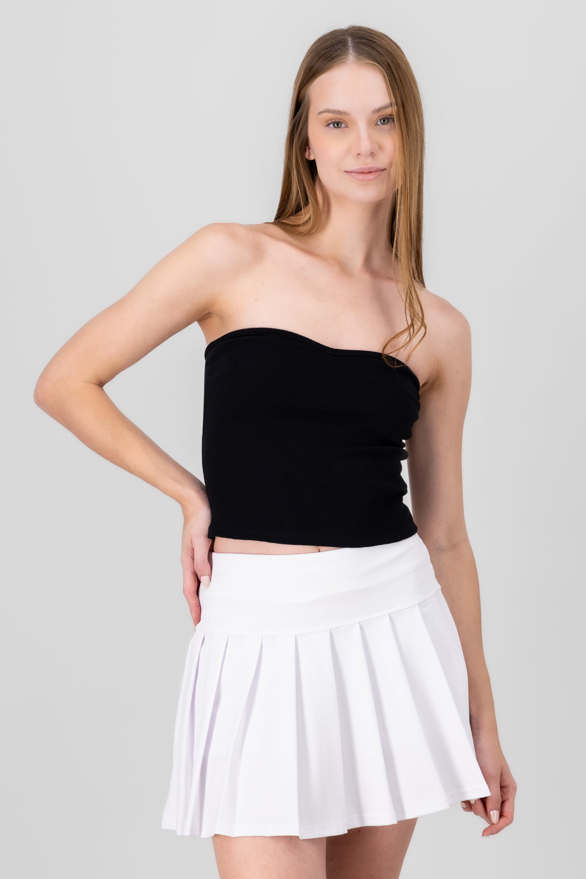 Top tubo liso strapless NEGRO