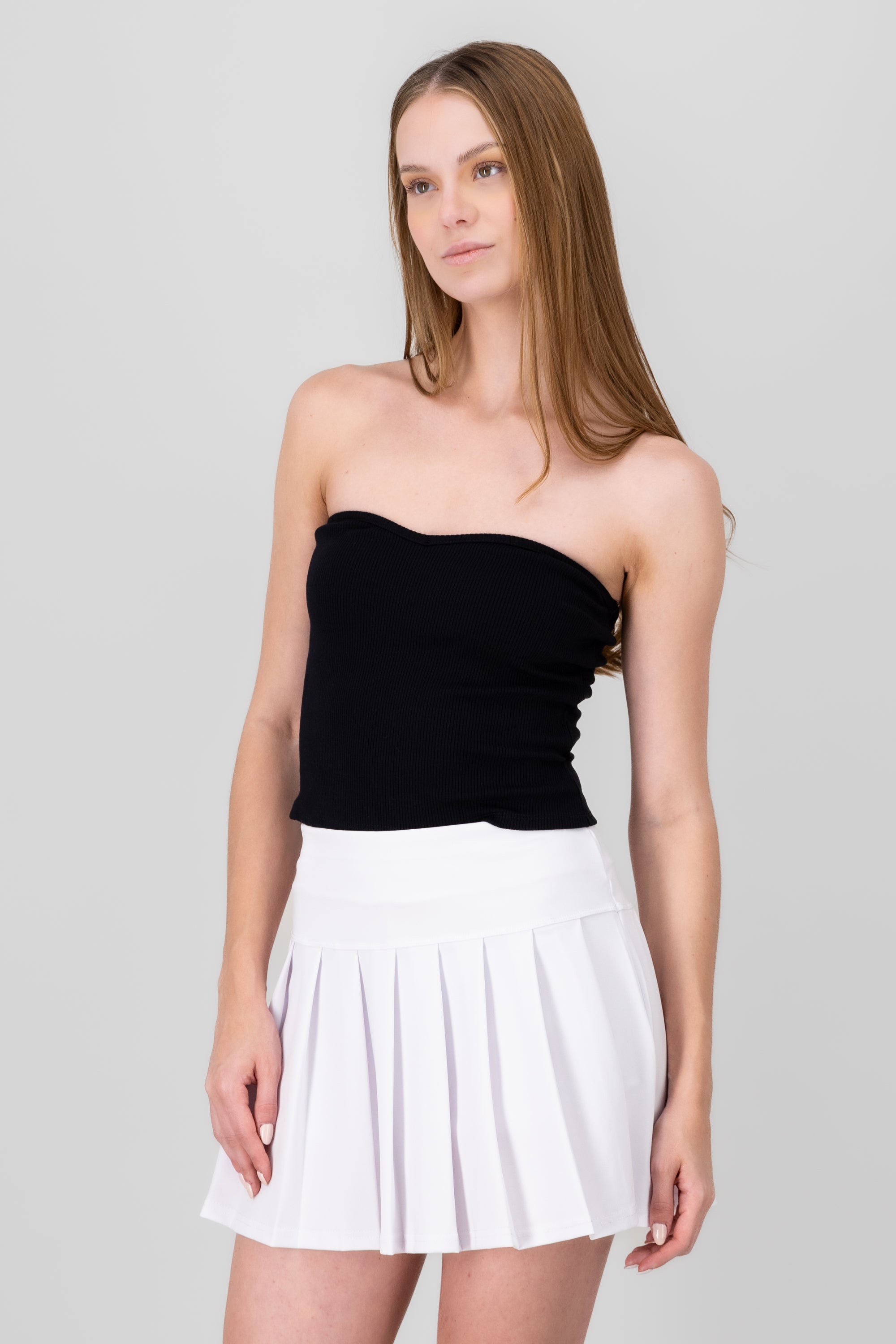 Top tubo liso strapless NEGRO