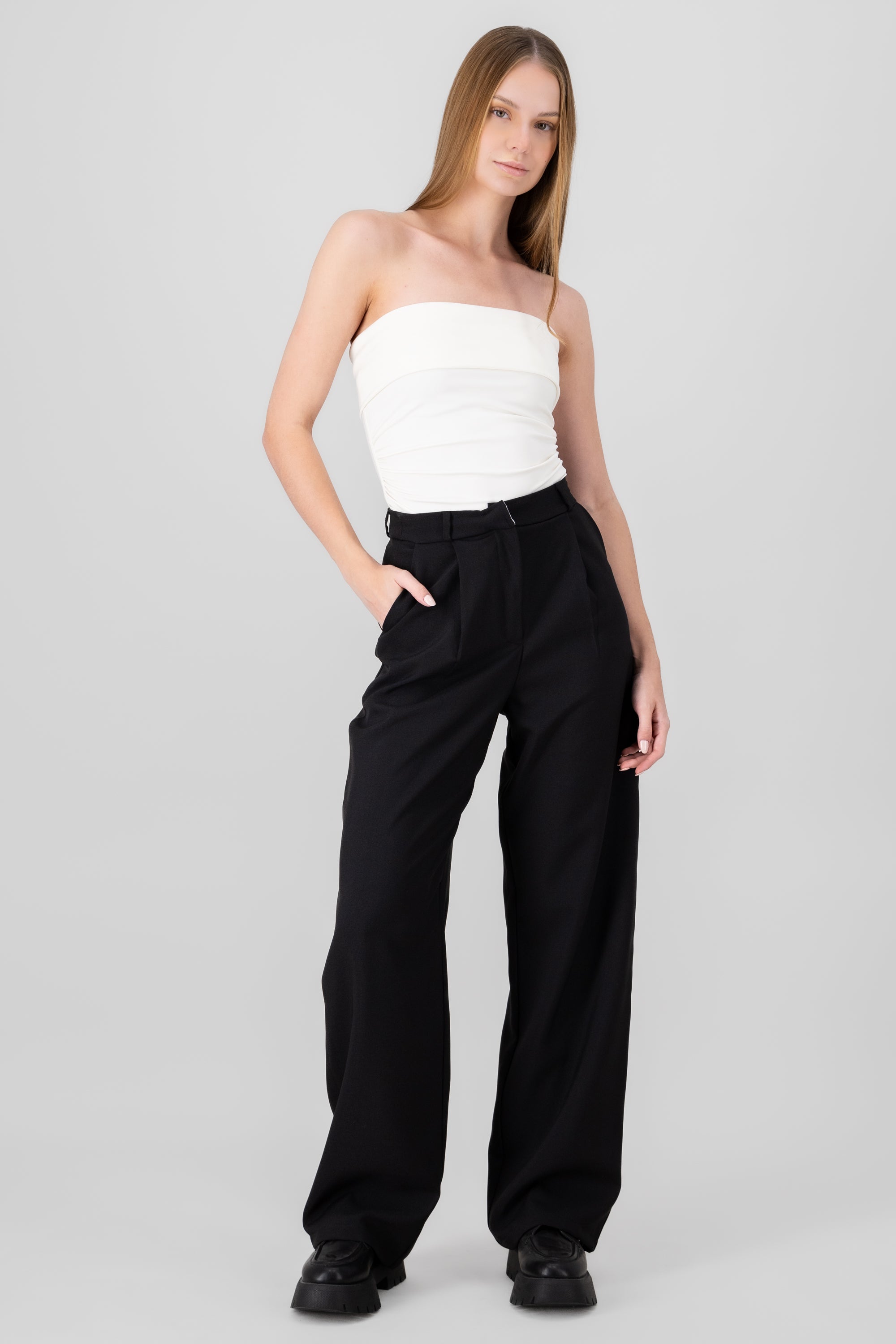 Pantalon sastre pretina con pinzas Hypsters NEGRO