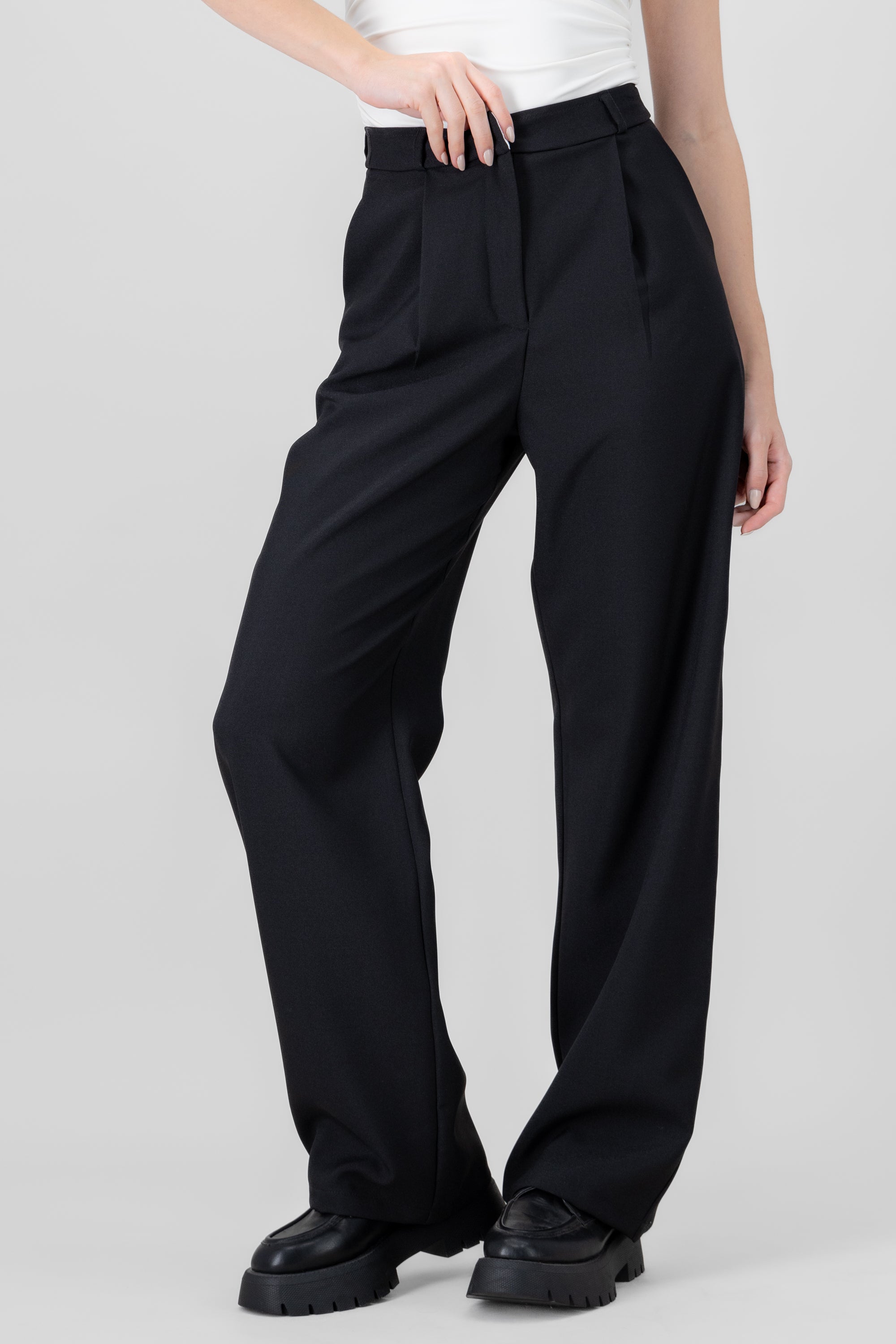 Pantalon sastre pretina con pinzas Hypsters NEGRO