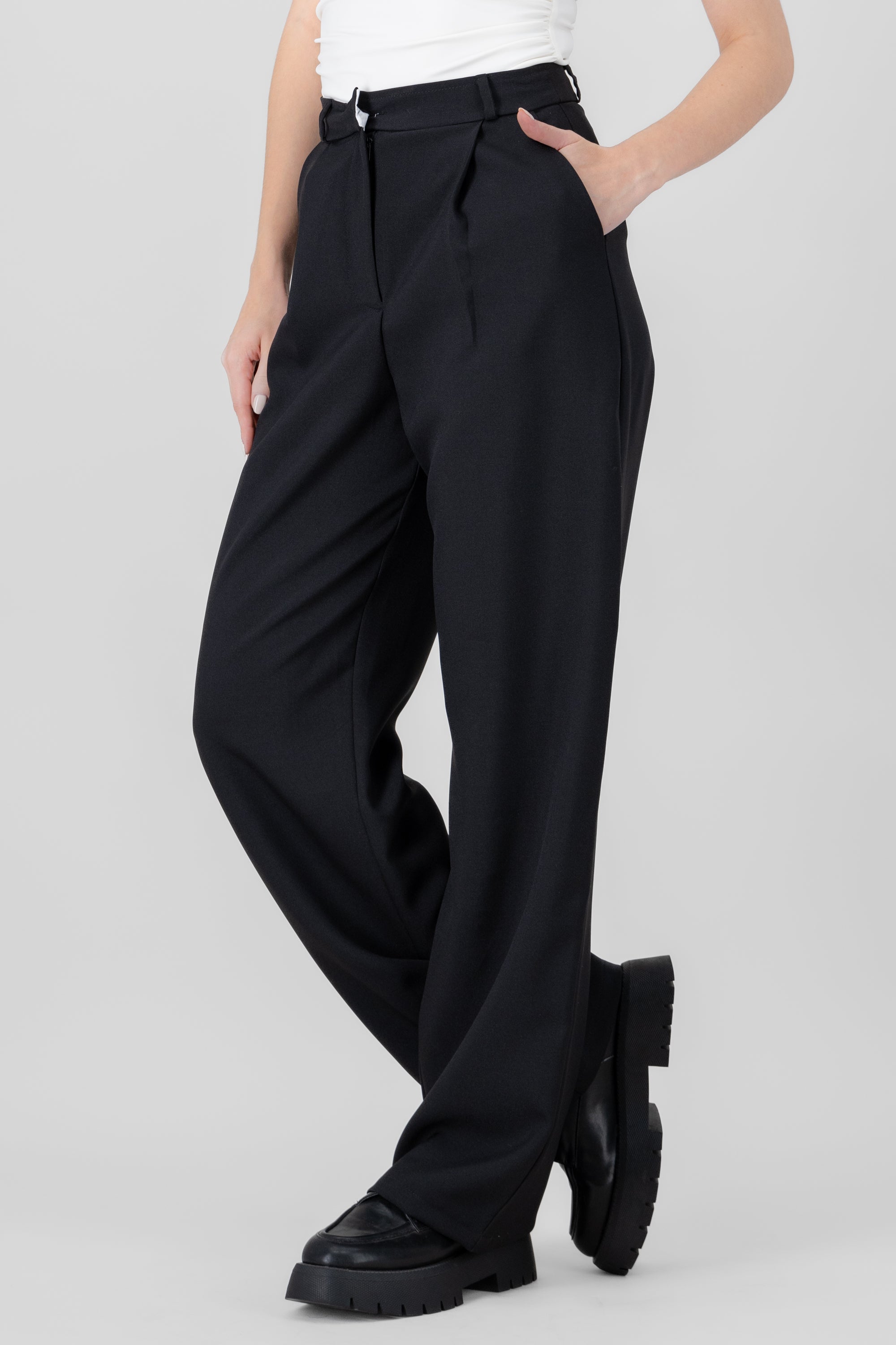 Pantalon sastre pretina con pinzas Hypsters NEGRO