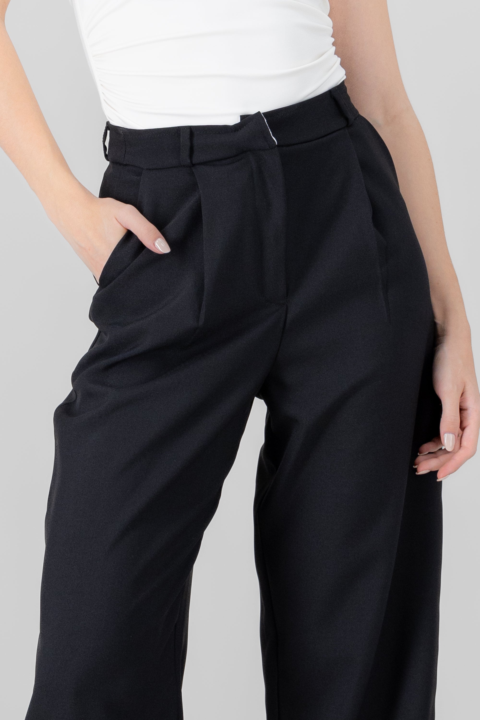 Pantalon sastre pretina con pinzas Hypsters NEGRO