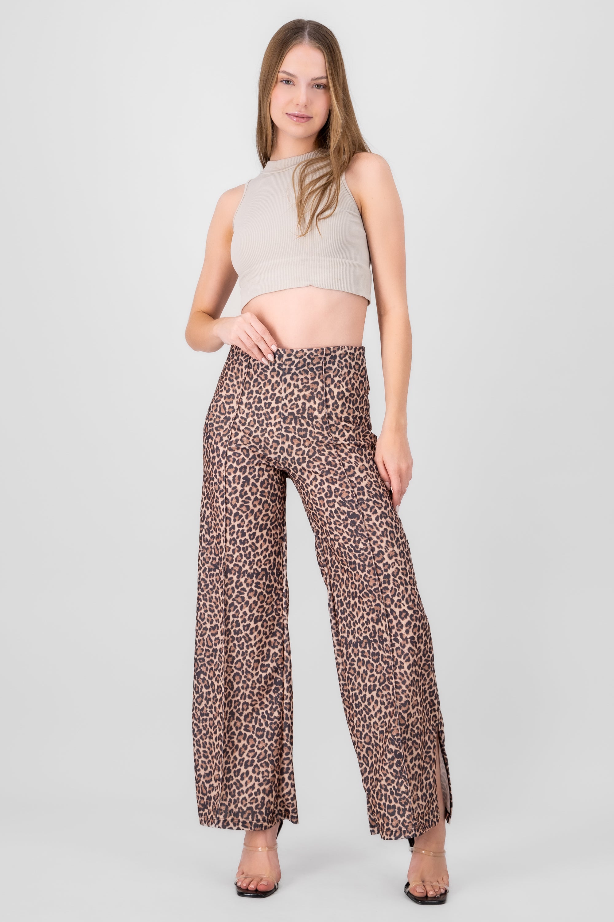 Pantalon recto animal print CAFE COMBO