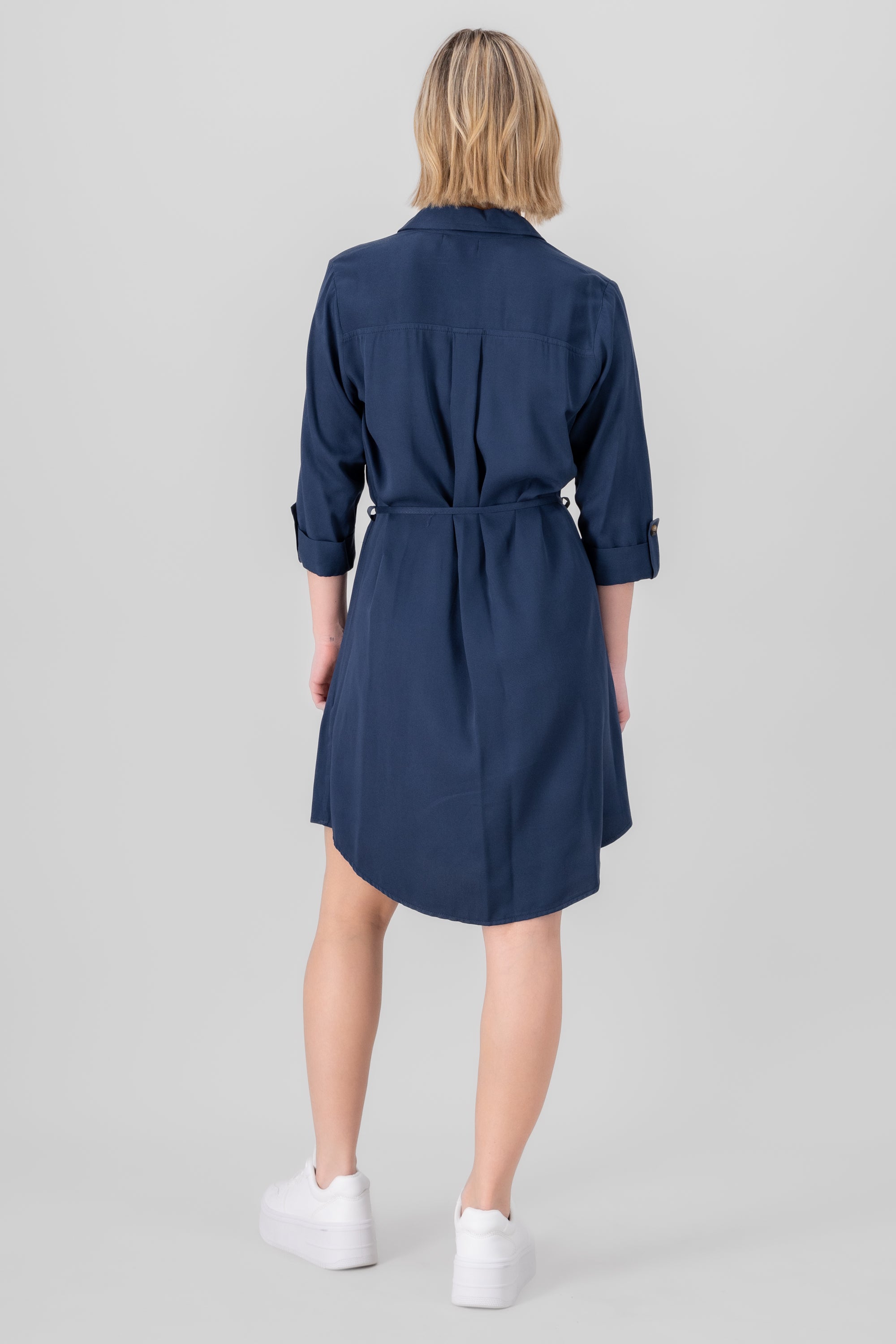 Vestido camisero liso MARINO
