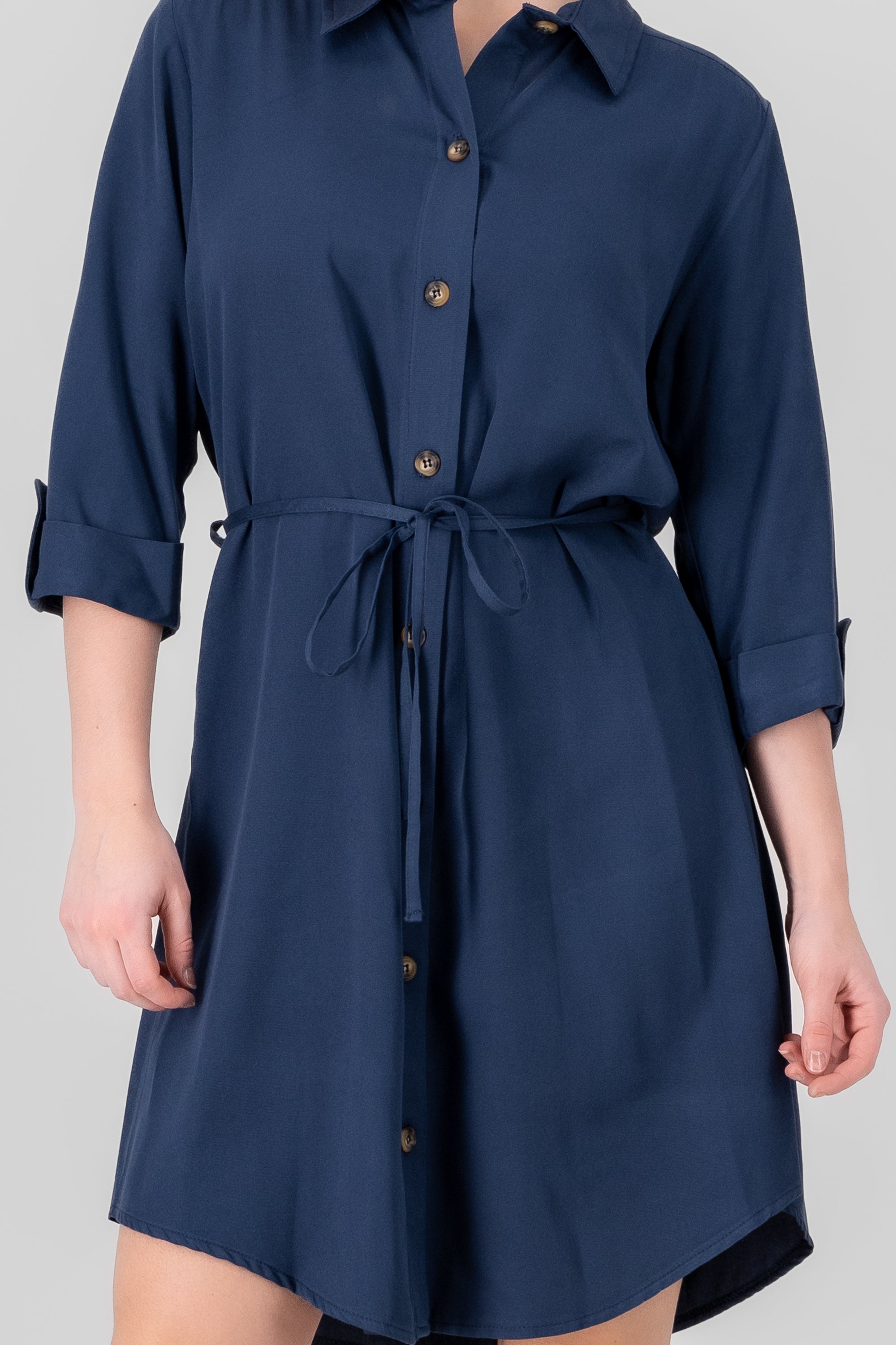 Vestido camisero liso MARINO