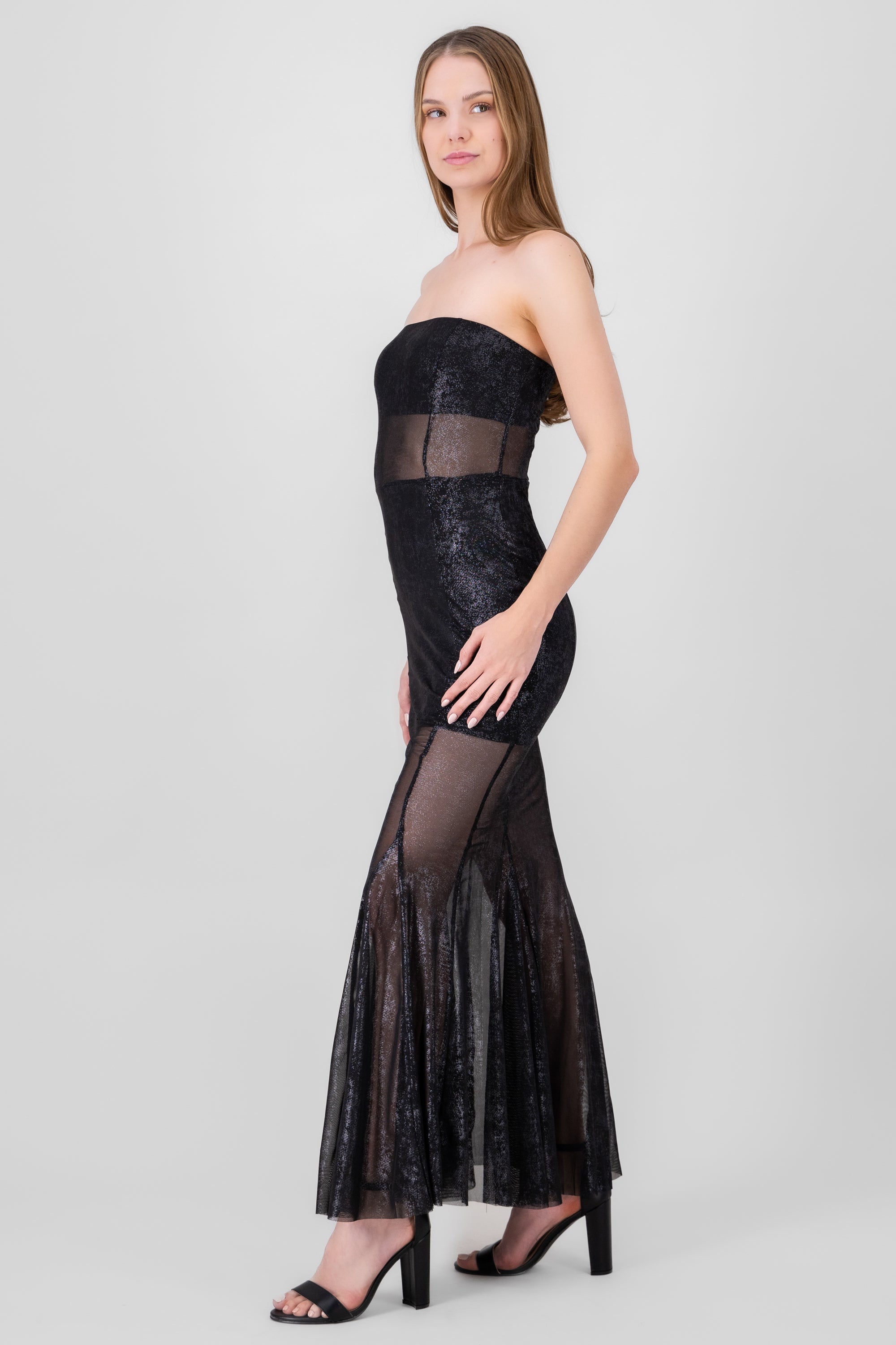 Shoulder -free dress foil BLACK