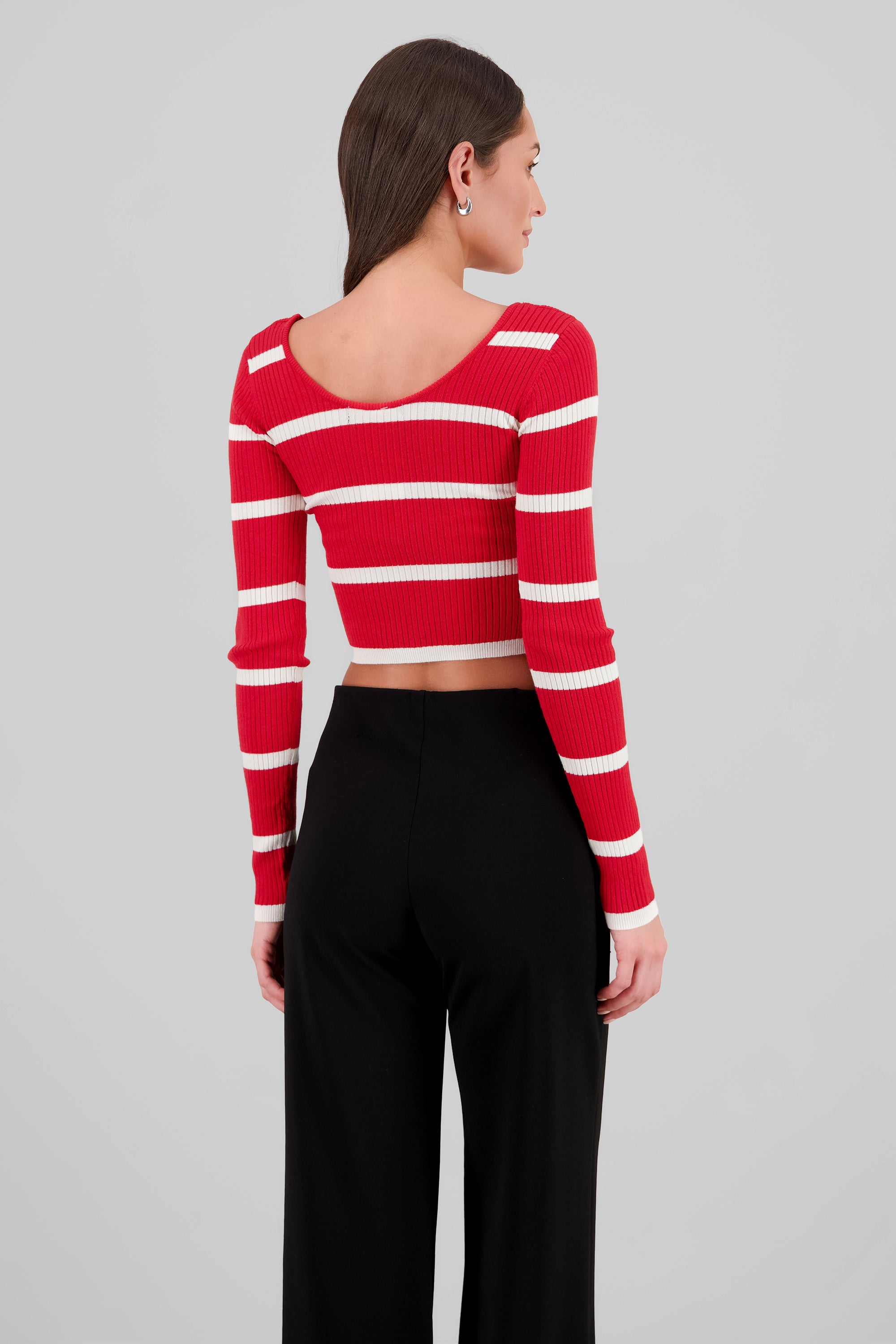 Sueter rayas cuello redondo ROJO COMBO