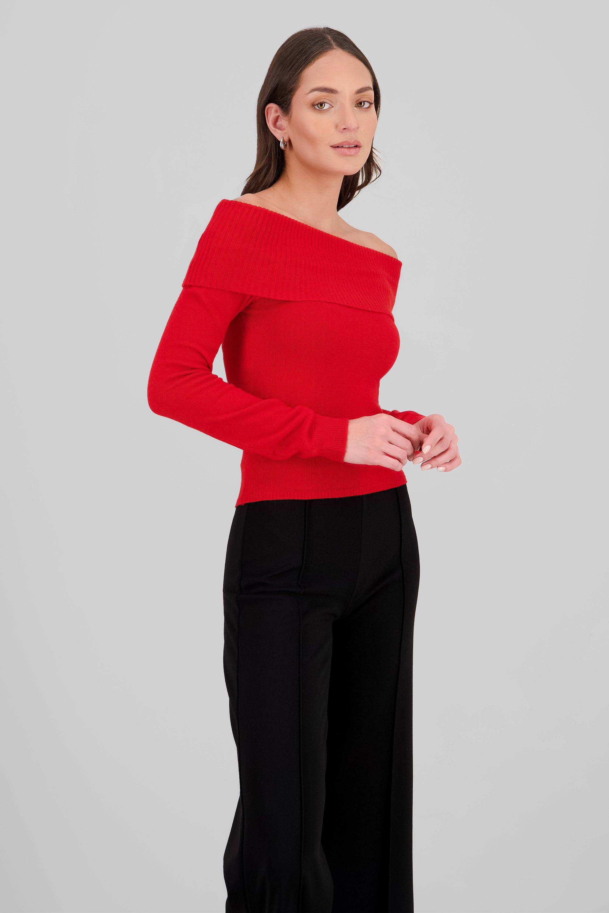 Sueter off shoulder tejido ROJO