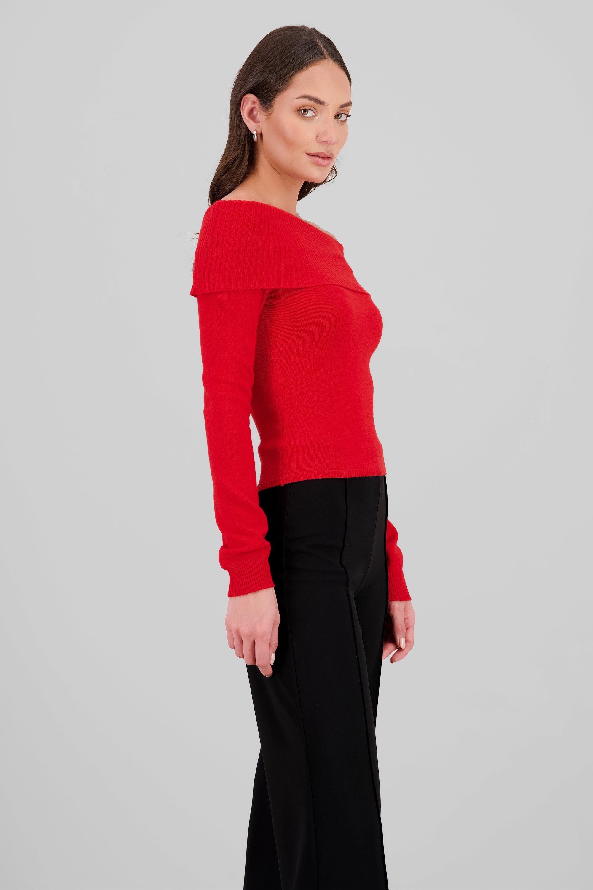 Sueter off shoulder tejido ROJO