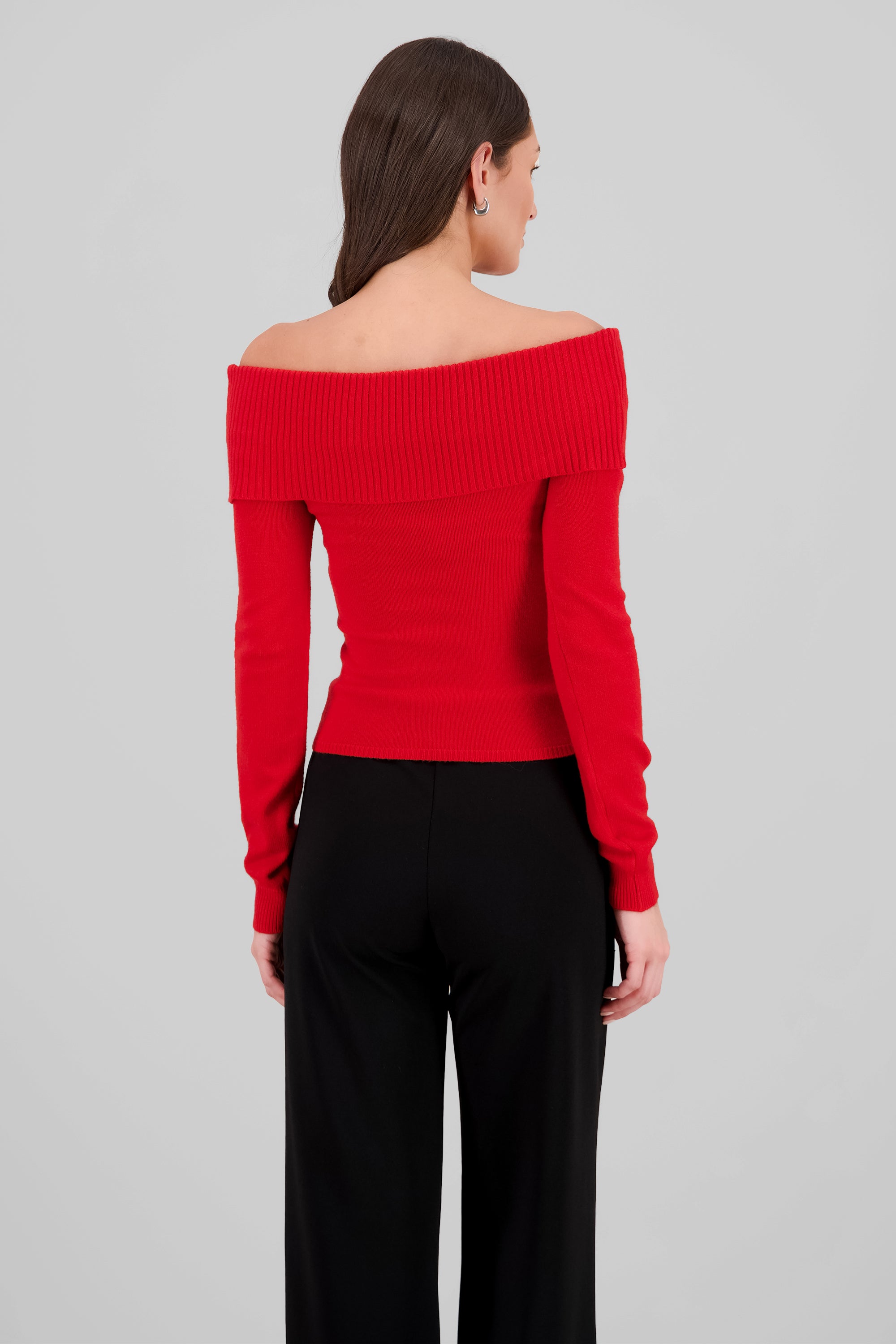 Sueter off shoulder tejido ROJO