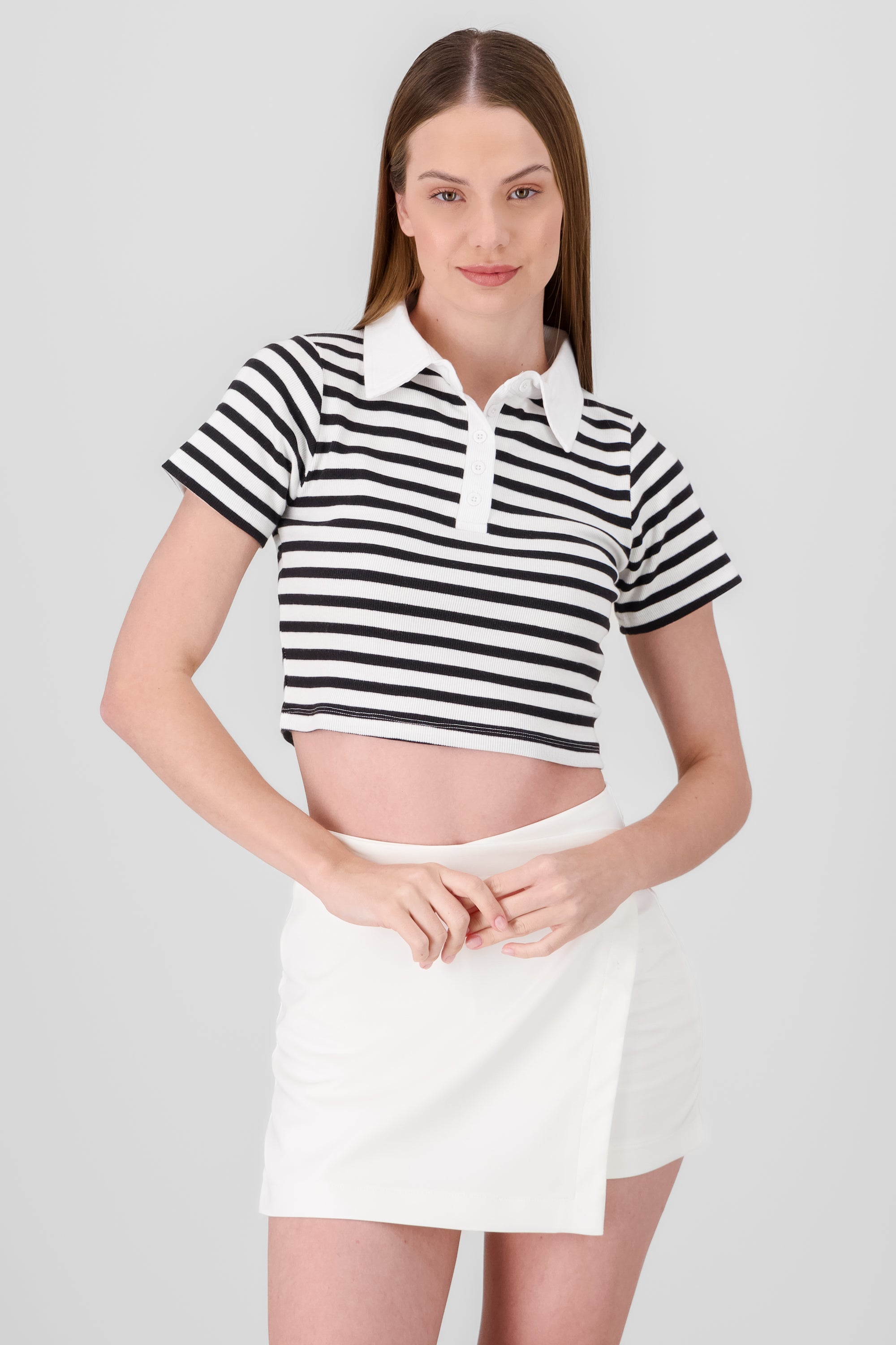 Top polo rayas gruesas NEGRO BLANCO