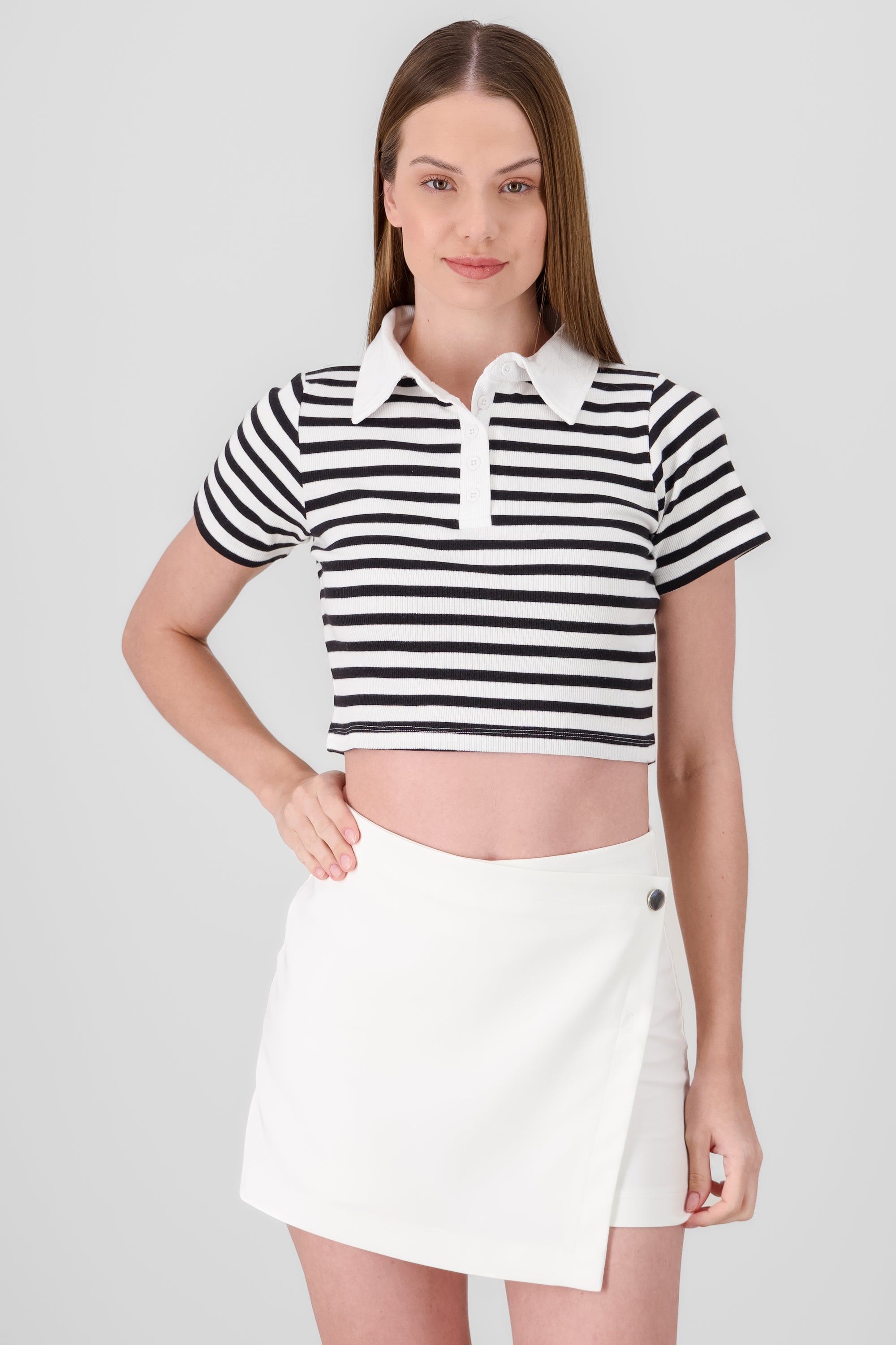 Top polo rayas gruesas NEGRO BLANCO