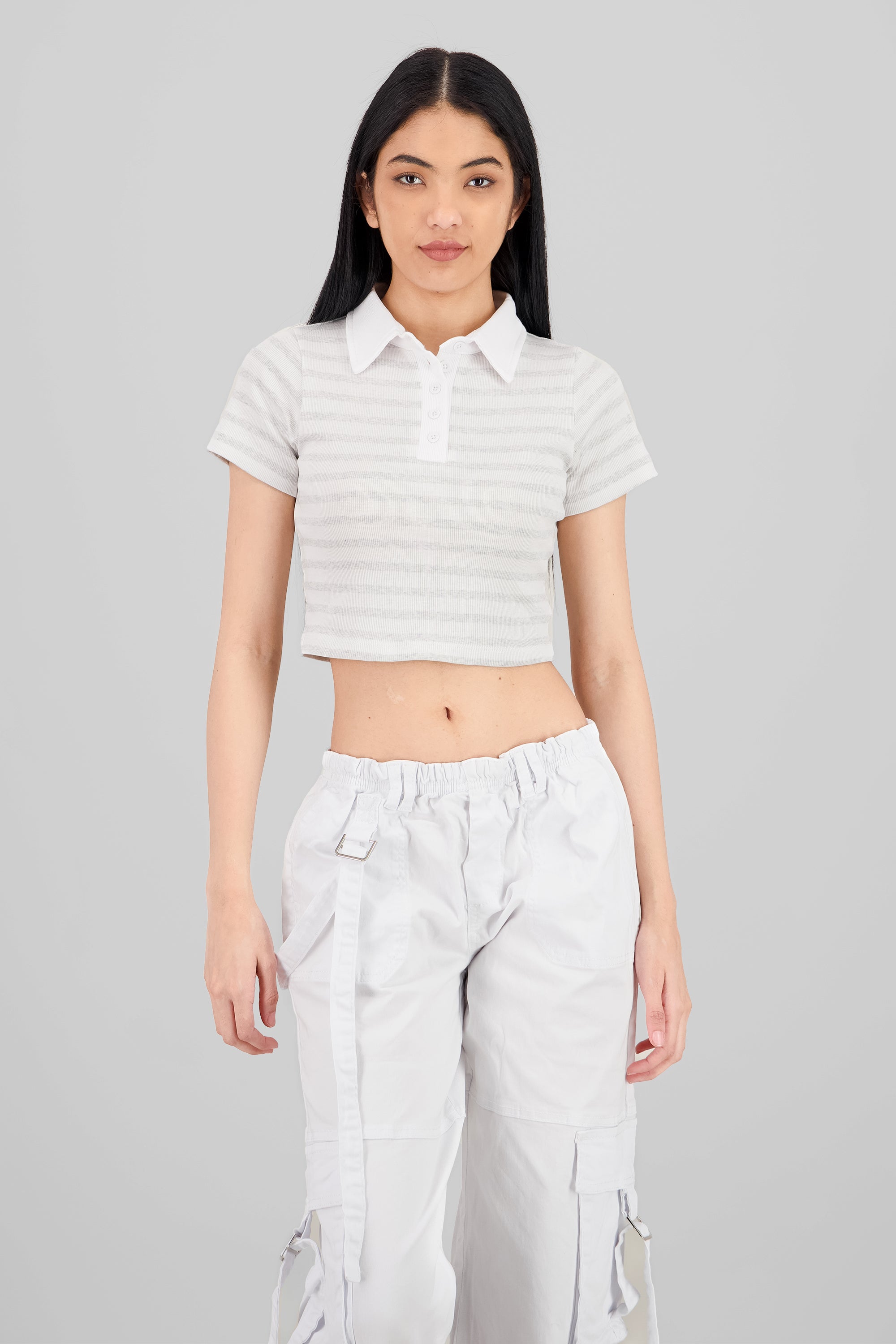Top polo rayas gruesas GRIS COMBO