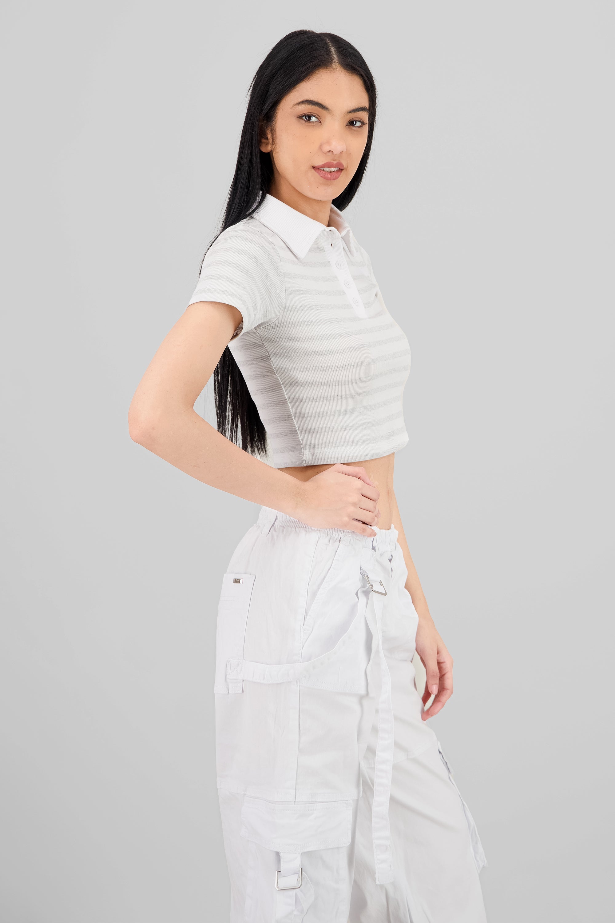 Top polo rayas gruesas GRIS COMBO