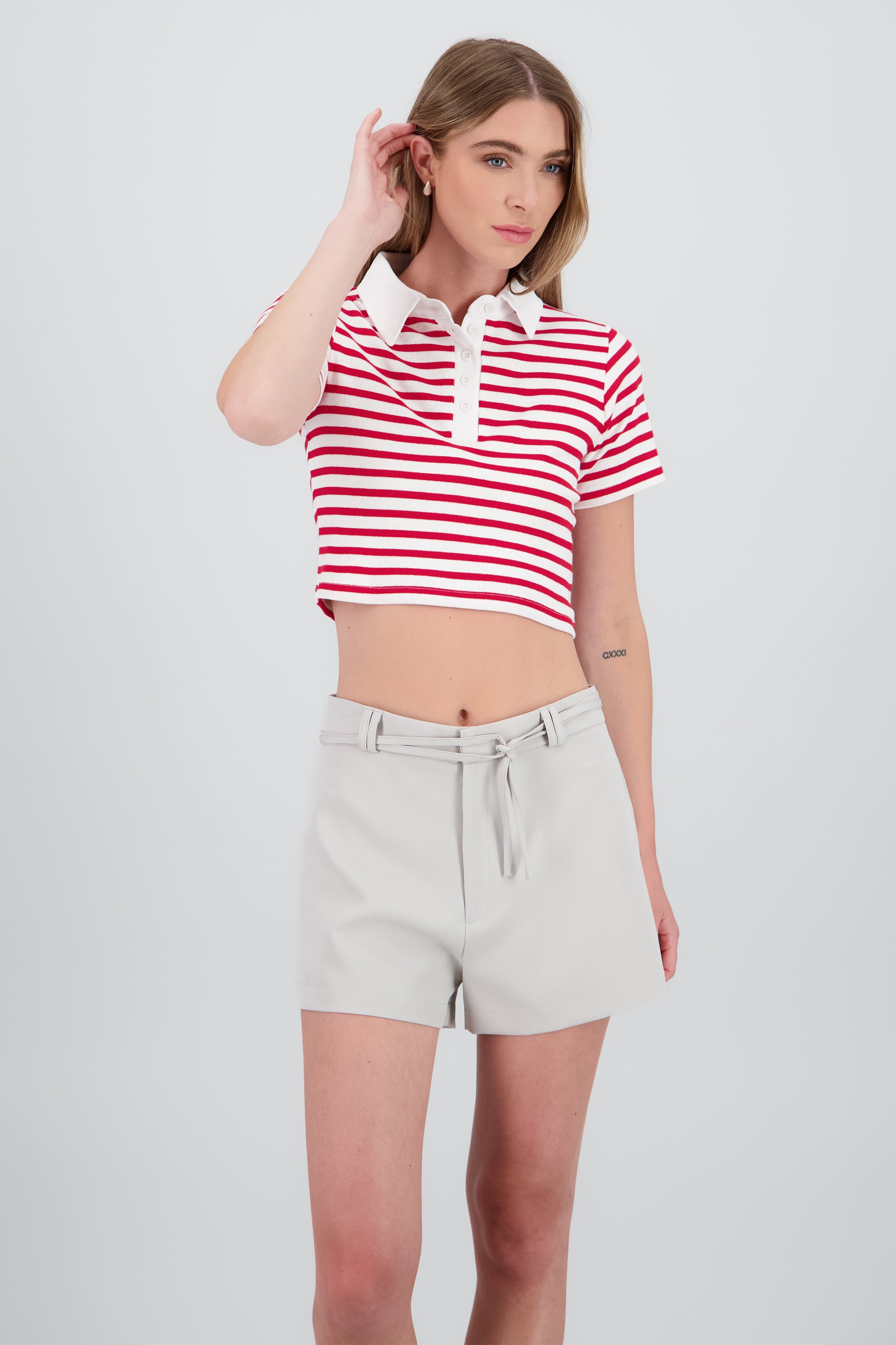 Top polo rayas gruesas ROJO COMBO