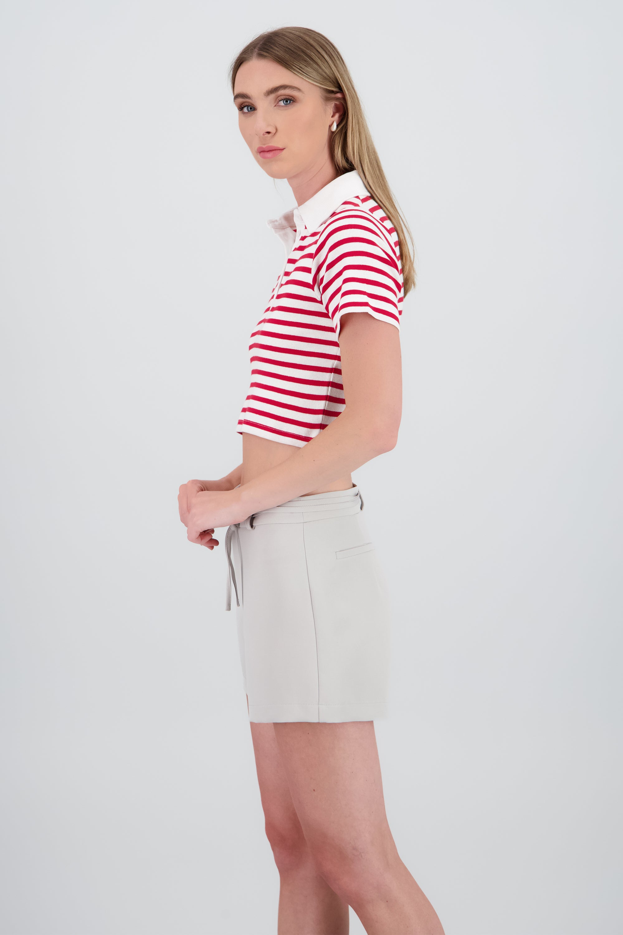 Top polo rayas gruesas ROJO COMBO