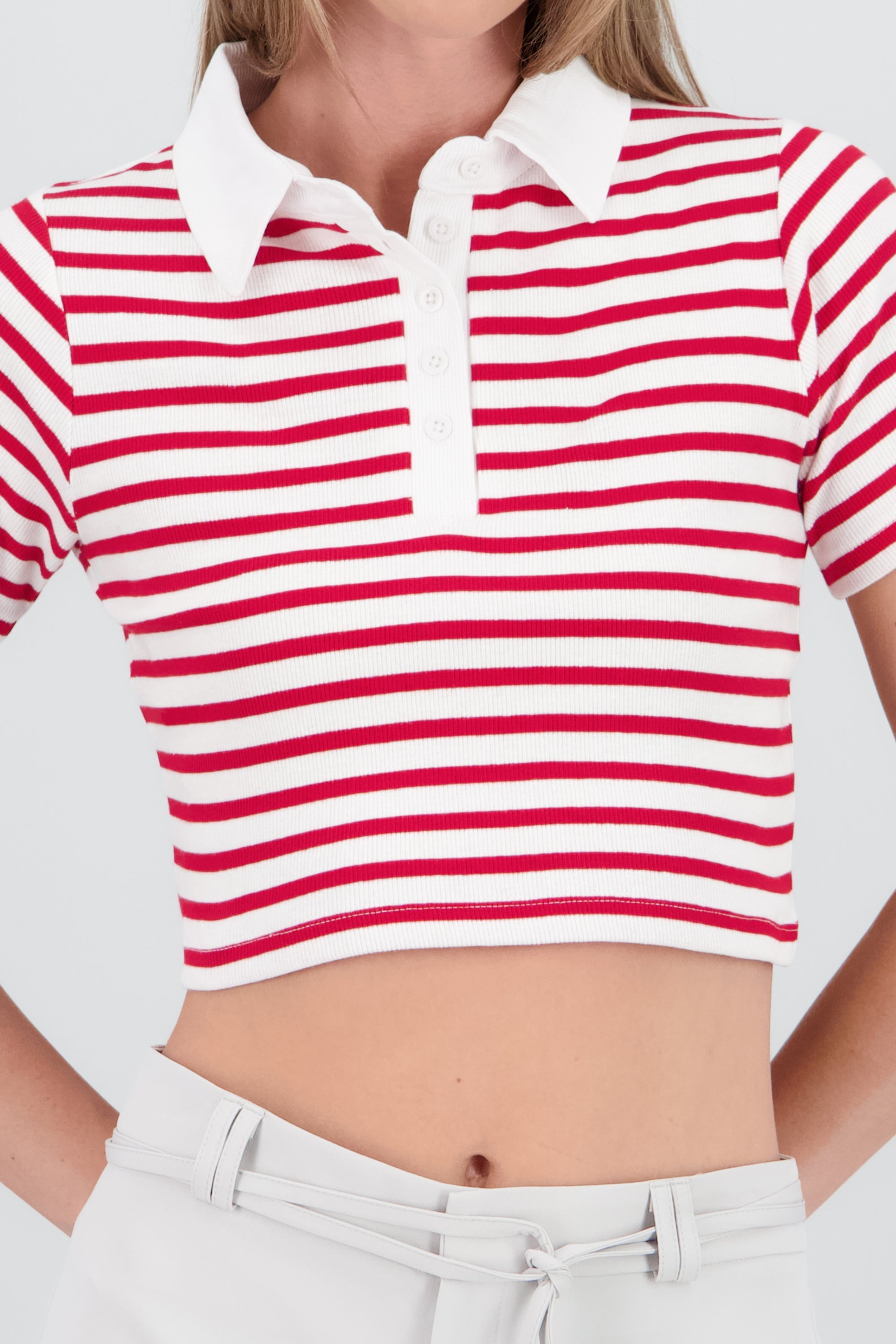 Top polo rayas gruesas ROJO COMBO